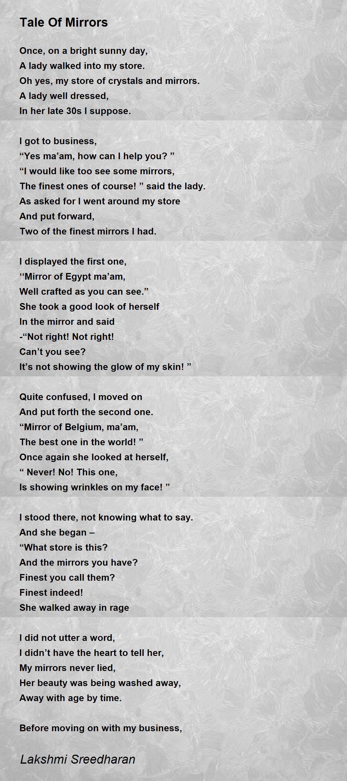 Tale Of Mirrors Tale Of Mirrors Poem by Lakshmi Sreedharan