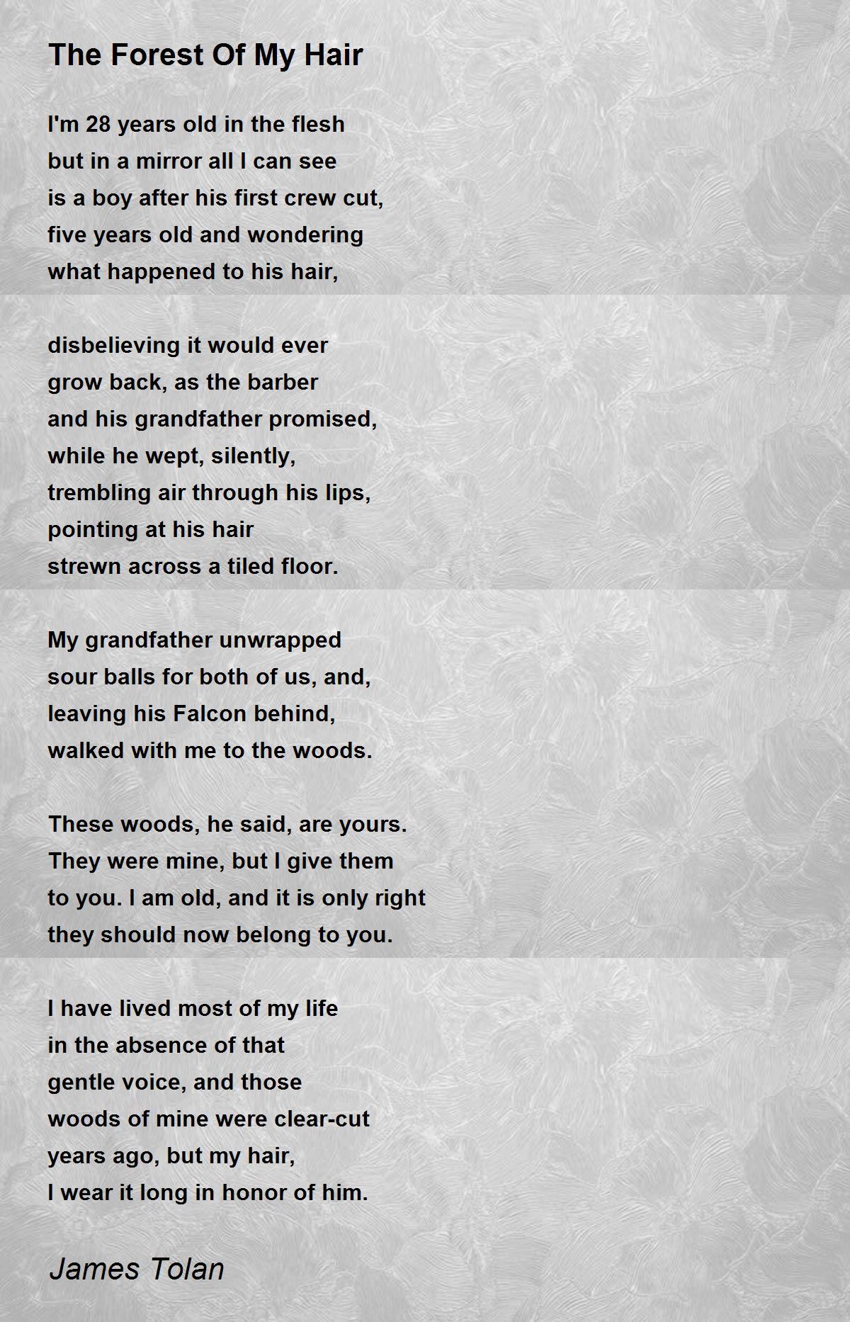 The Forest Of My Hair The Forest Of My Hair Poem by James Tolan