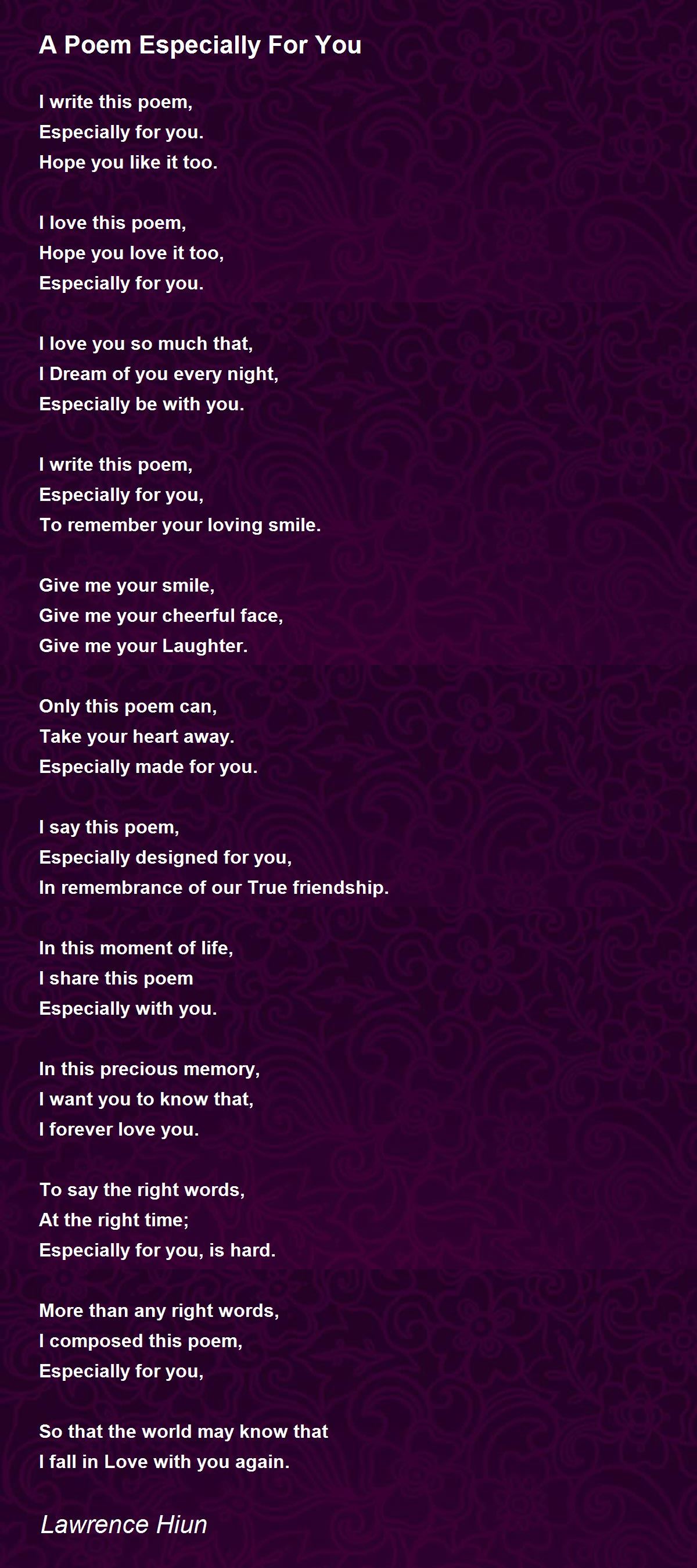 A Poem Especially For You by Lawrence H - A Poem Especially For