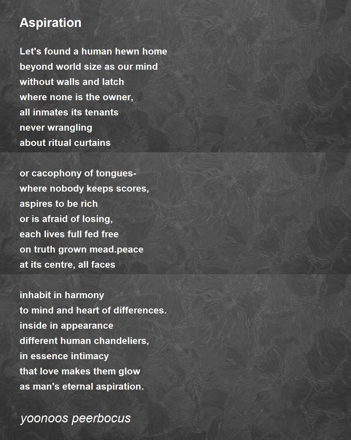 Aspiration Aspiration Poem by yoonoos peerbocus
