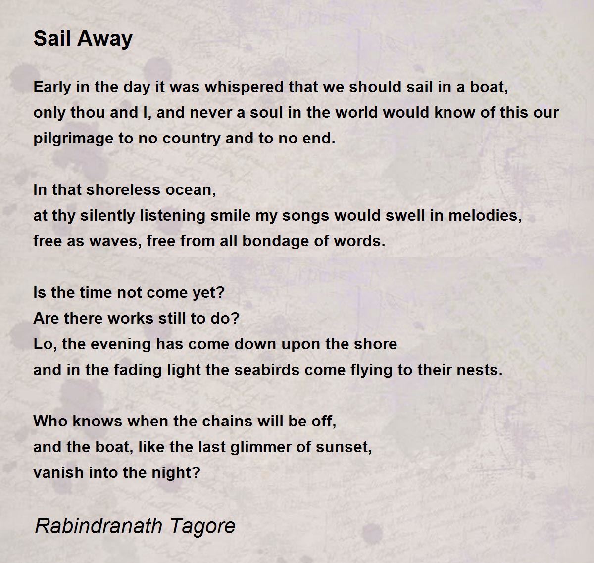 Sail Away Poem by Rabindranath Tagore - Poem Hunter