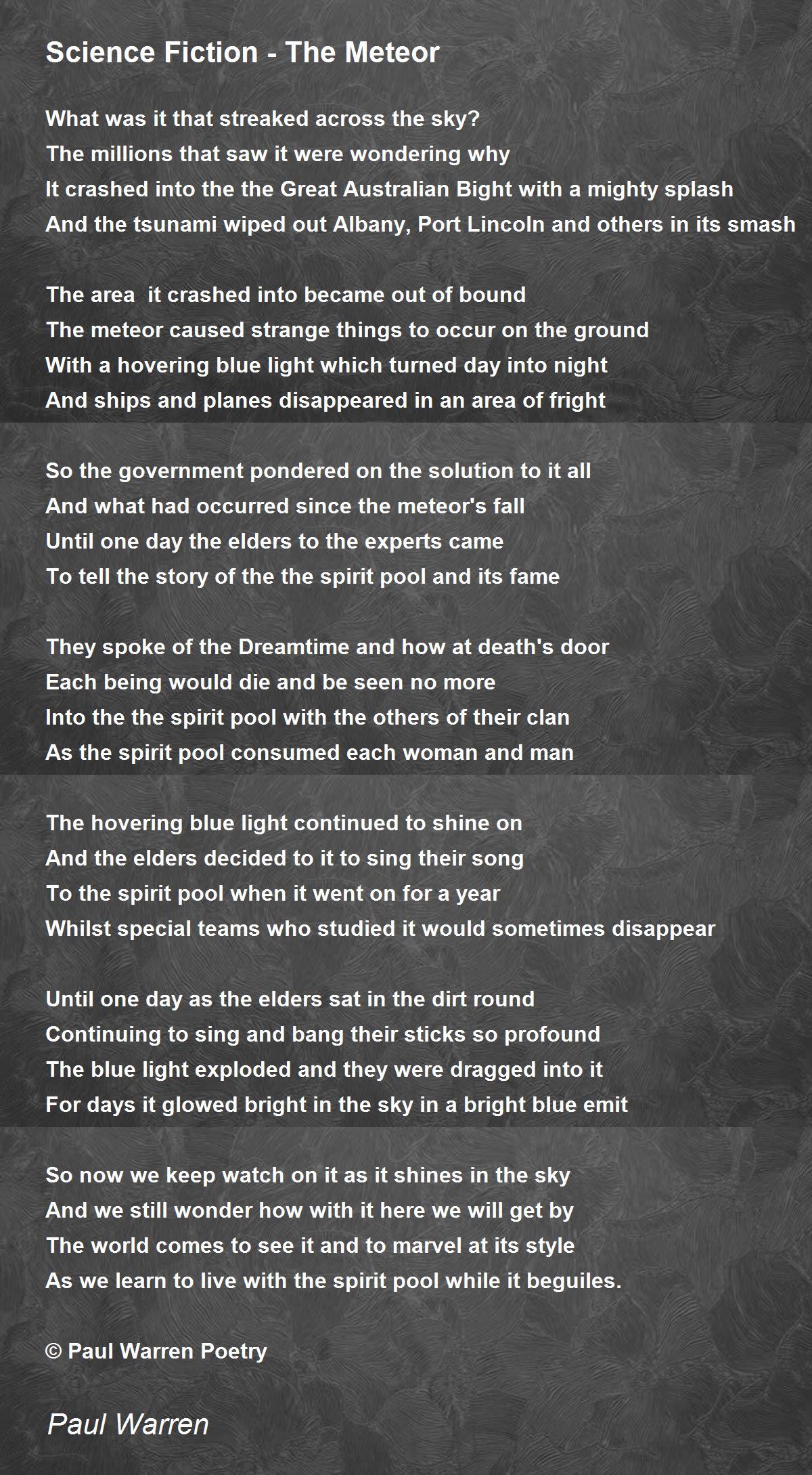 Science Fiction The Meteor Science Fiction The Meteor Poem by