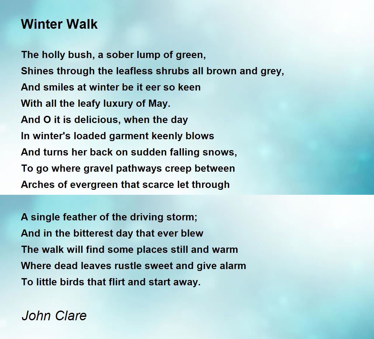 Winter Walk Poem by John Clare - Poem Hunter