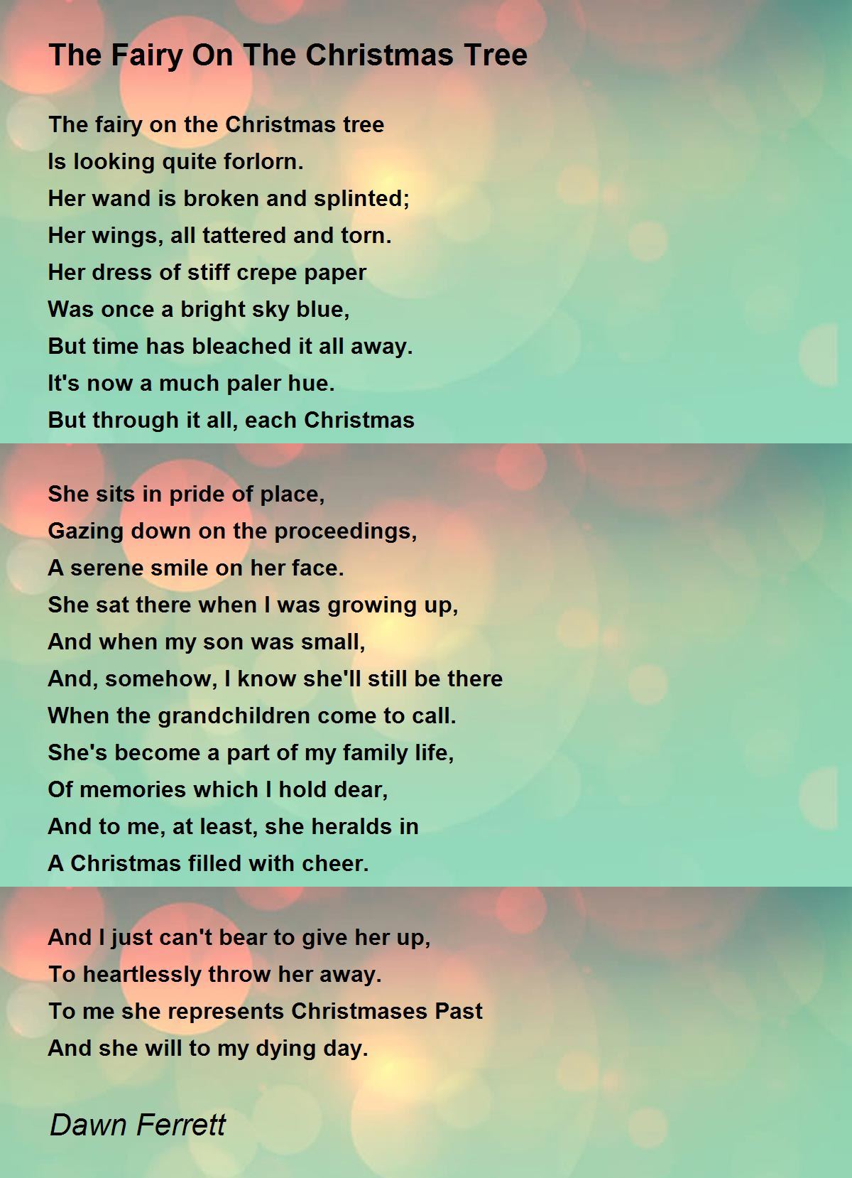The Fairy On The Christmas Tree The Fairy On The Christmas Tree Poem