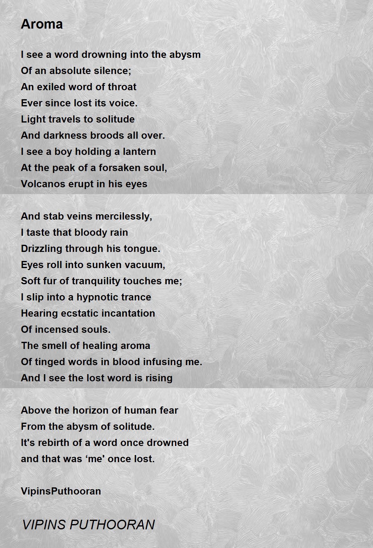 Aroma Poem by VIPINS PUTHOORAN Poem Hunter