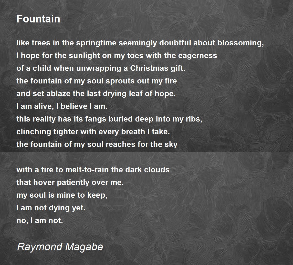 Fountain Fountain Poem by Raymond Magabe