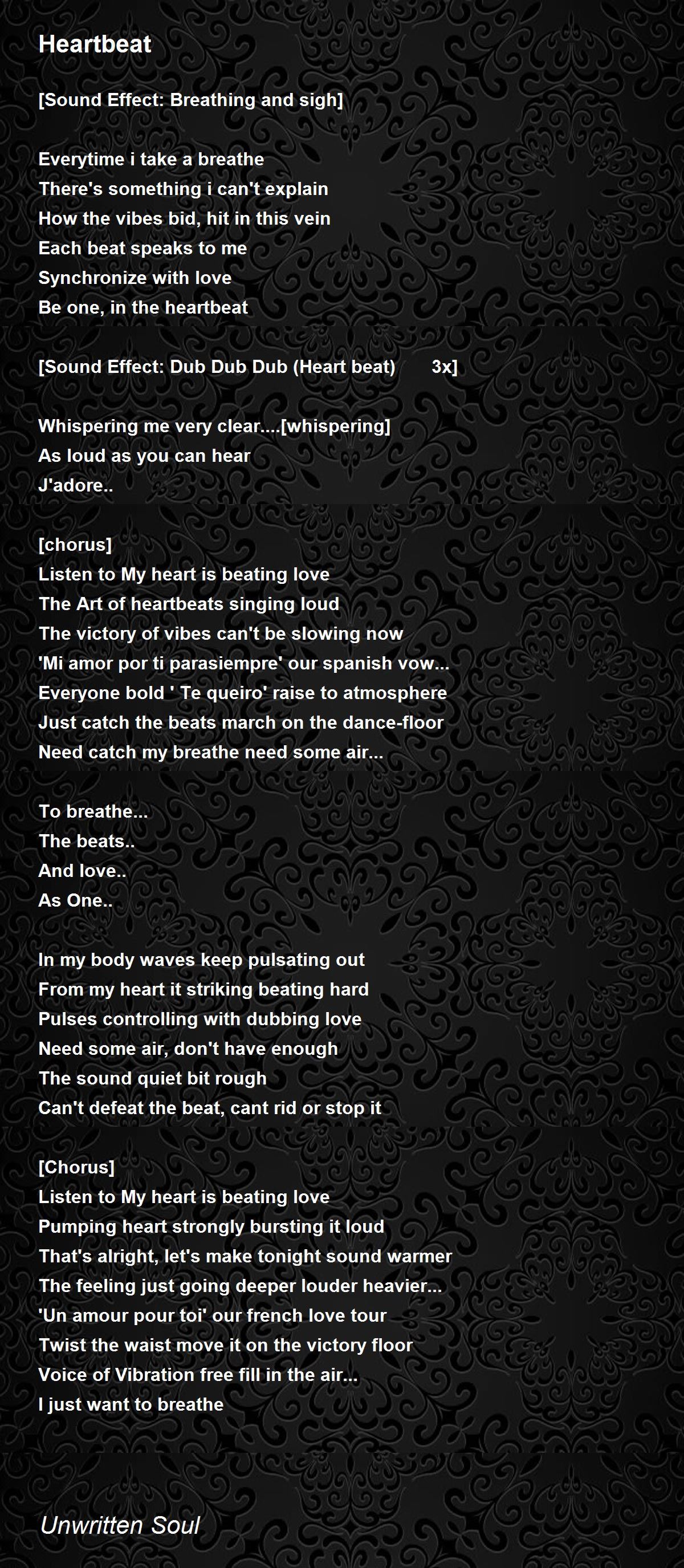 Heartbeat Heartbeat Poem by Unwritten Soul