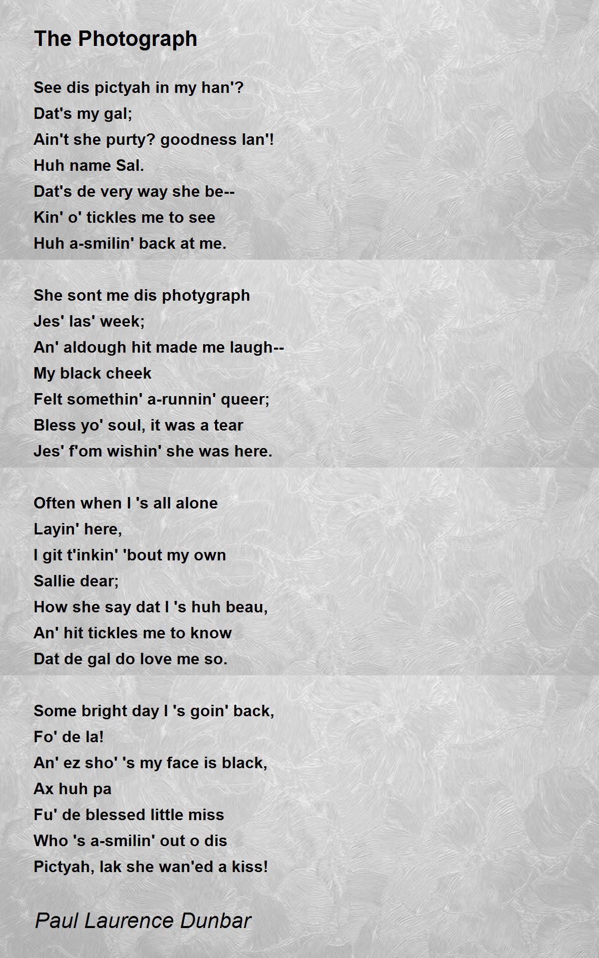 The Photograph Poem by Paul Laurence Dunbar Poem Hunter