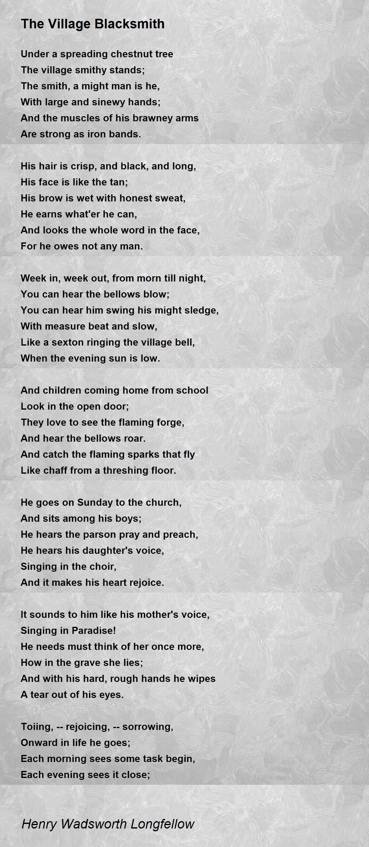 The Village Blacksmith Poem Printable