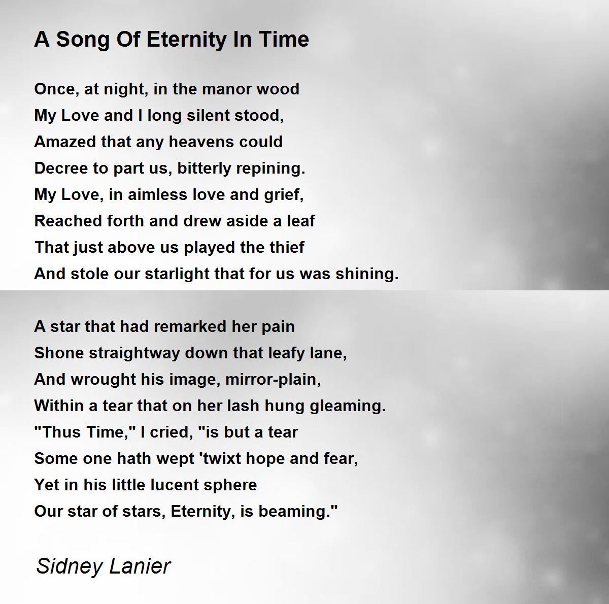 A Song Of Eternity In Time Poem by Sidney Lanier - Poem Hunter