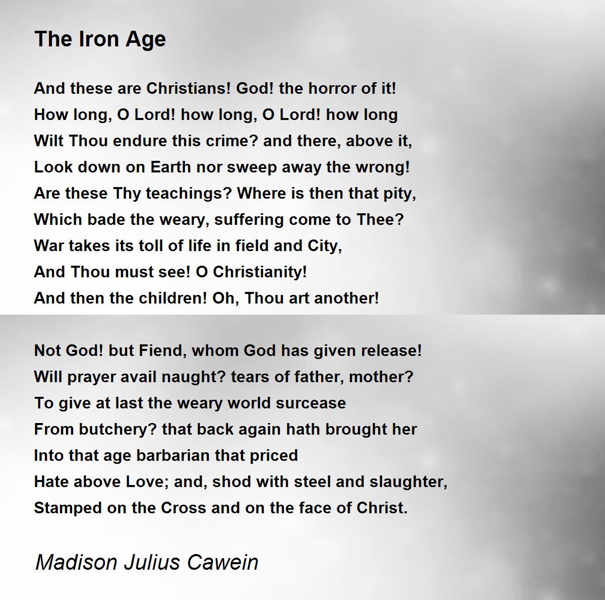 The Iron Age The Iron Age Poem by Madison Julius Cawein