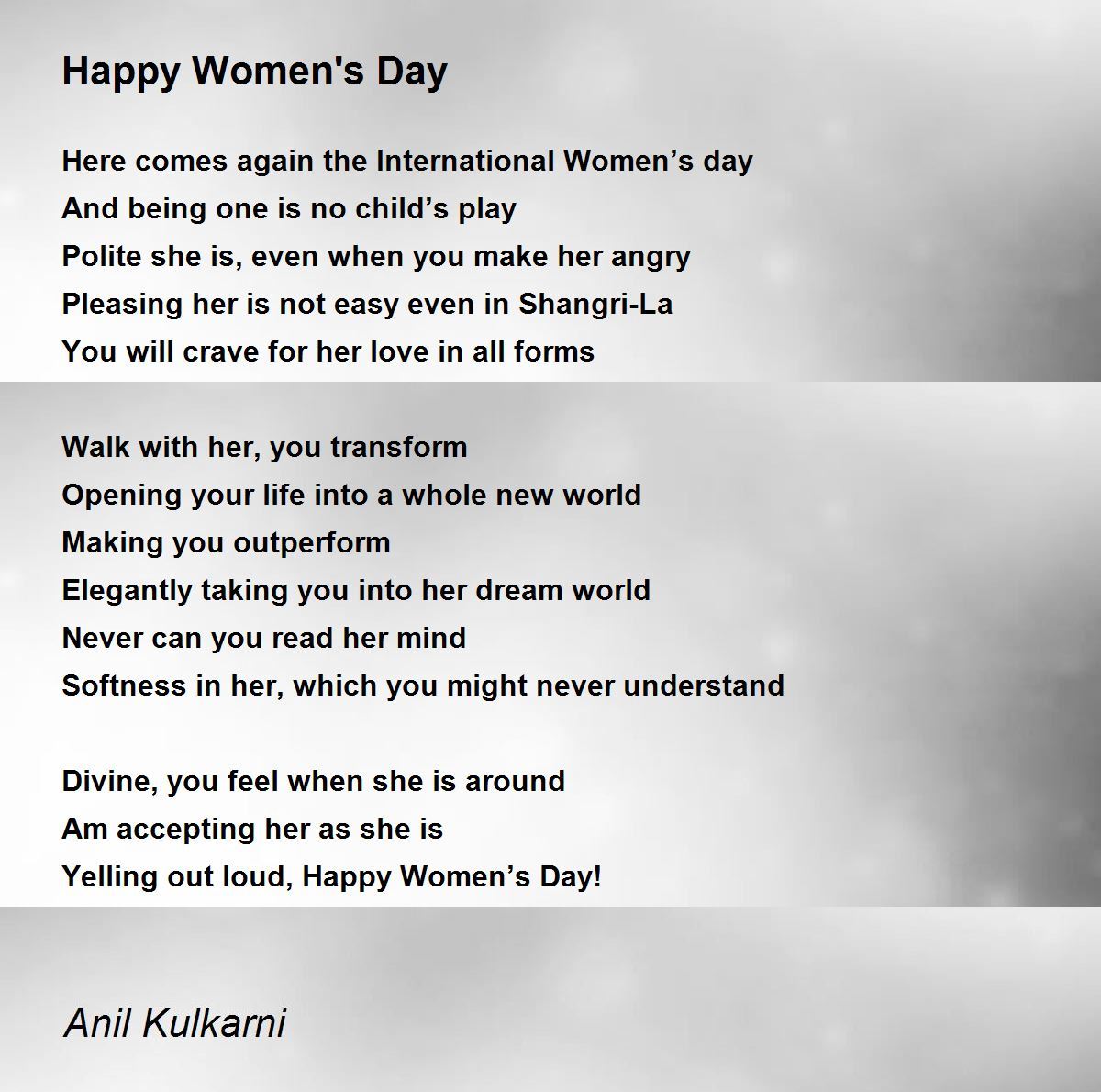 Happy Women S Day Poems Happy Women's Day - Happy Women's Day Poem By Anil Kulkarni