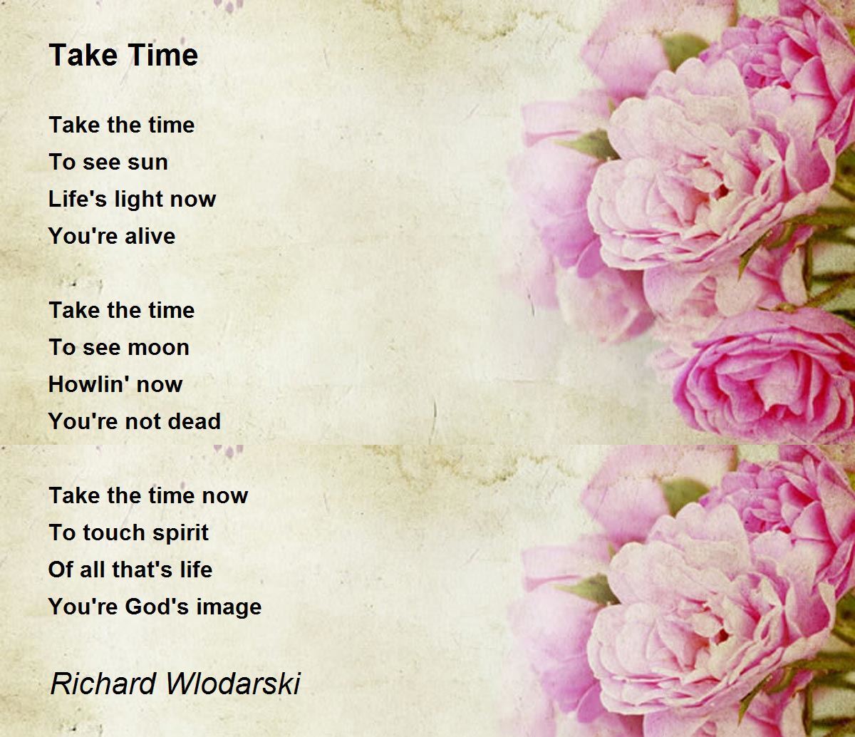 Take Time by Richard Wlodarski Take Time Poem