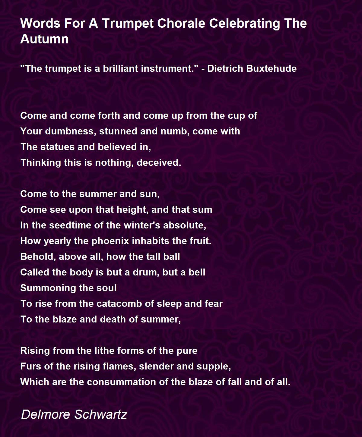 Words For A Trumpet Chorale Celebrating The Autumn Words For A