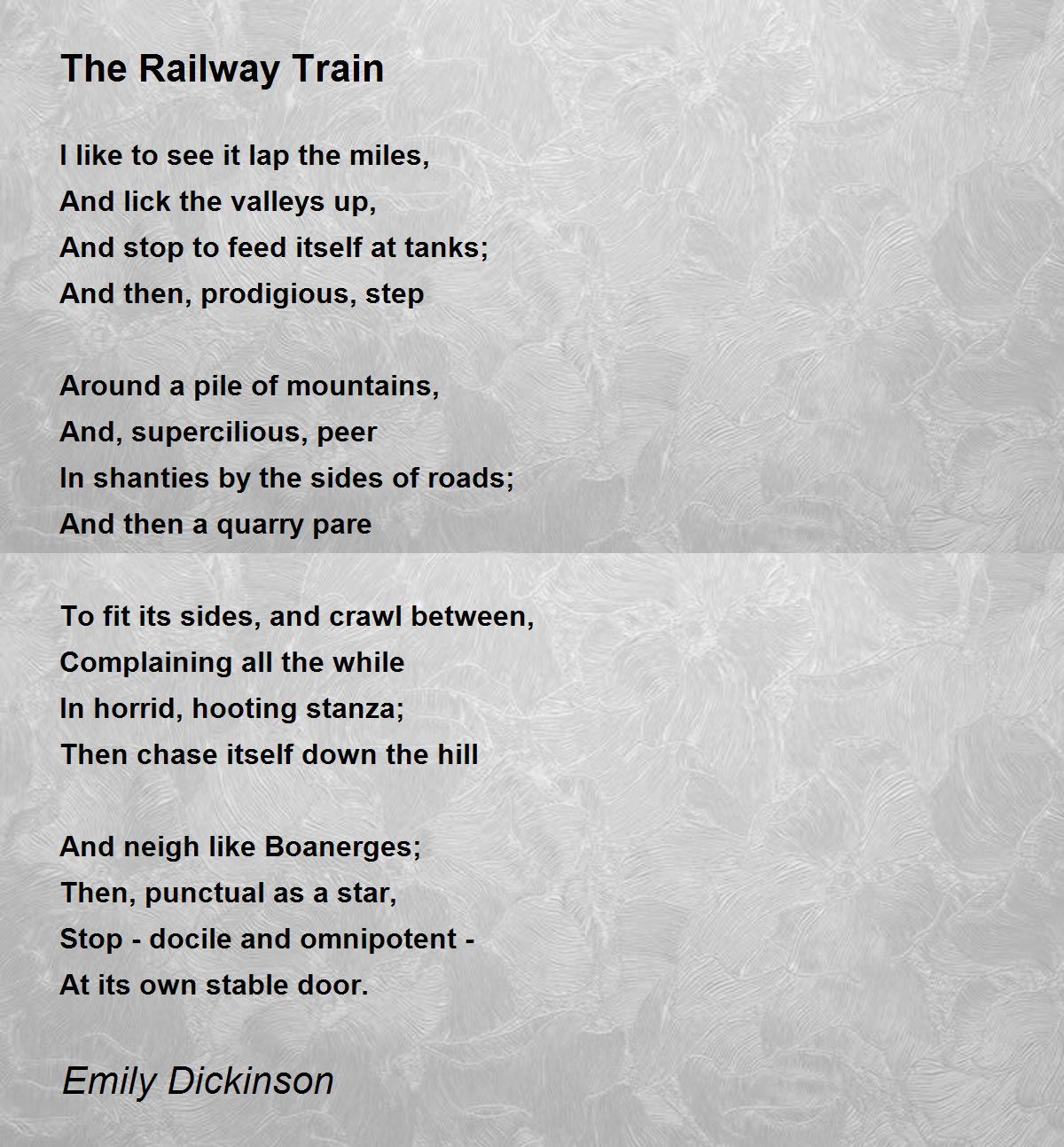 the railway train by emily dickinson answers