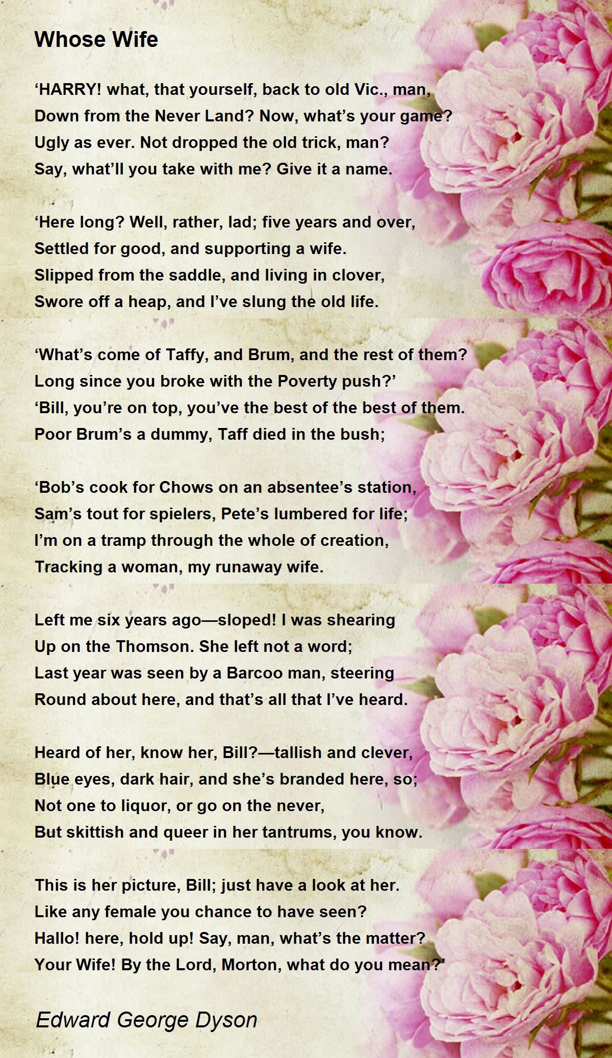 Whose Wife By Edward George Dyson Whose Wife Poem