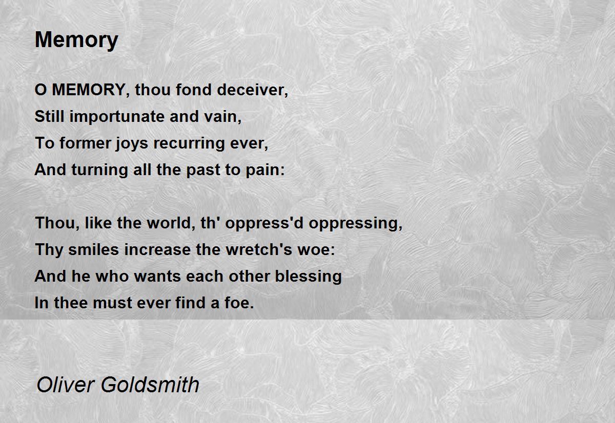 Memory by Oliver Goldsmith - Memory Poem