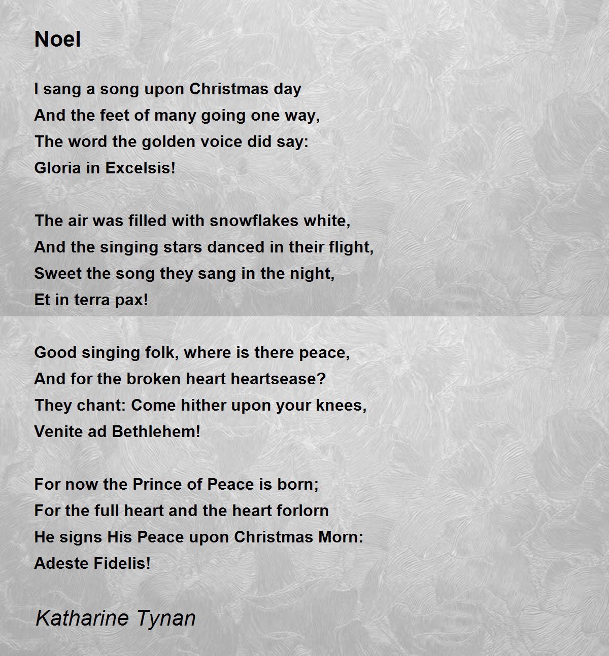 Noel Poem by Katharine Tynan Poem Hunter