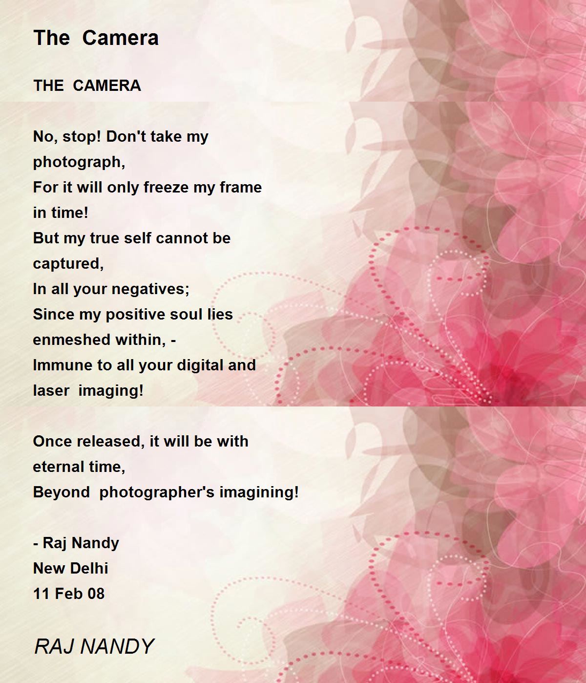 The Camera The Camera Poem by RAJ NANDY