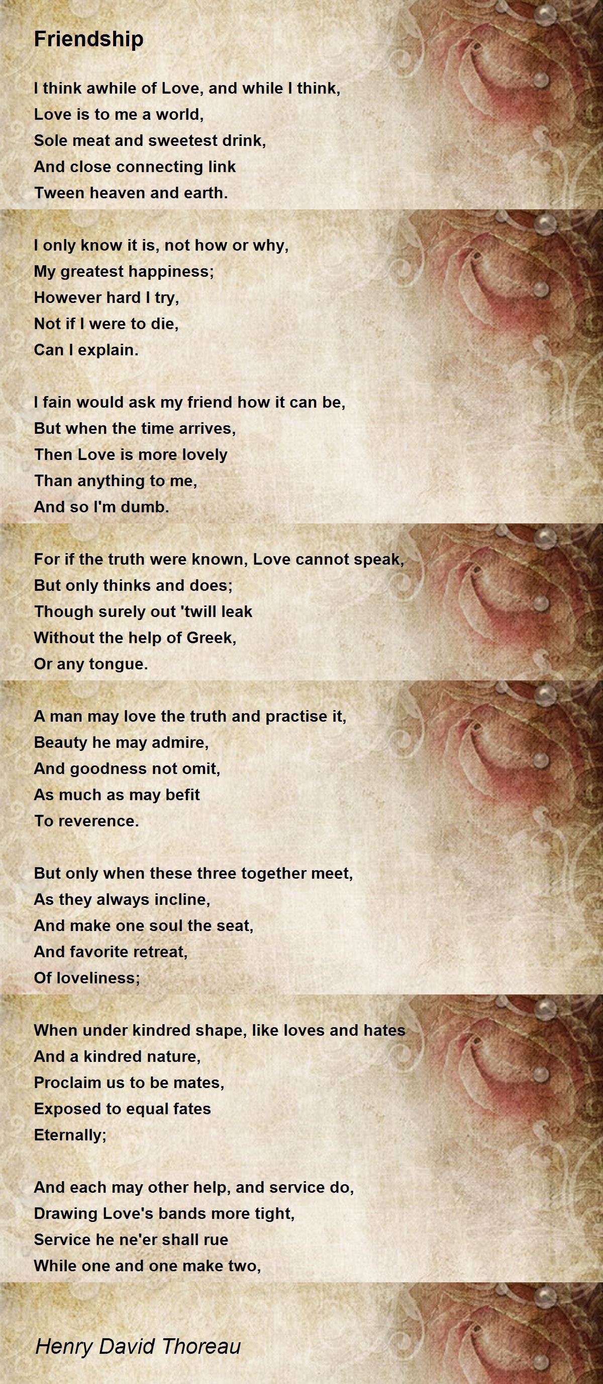 Friendship Poem by Henry David Thoreau - Poem Hunter