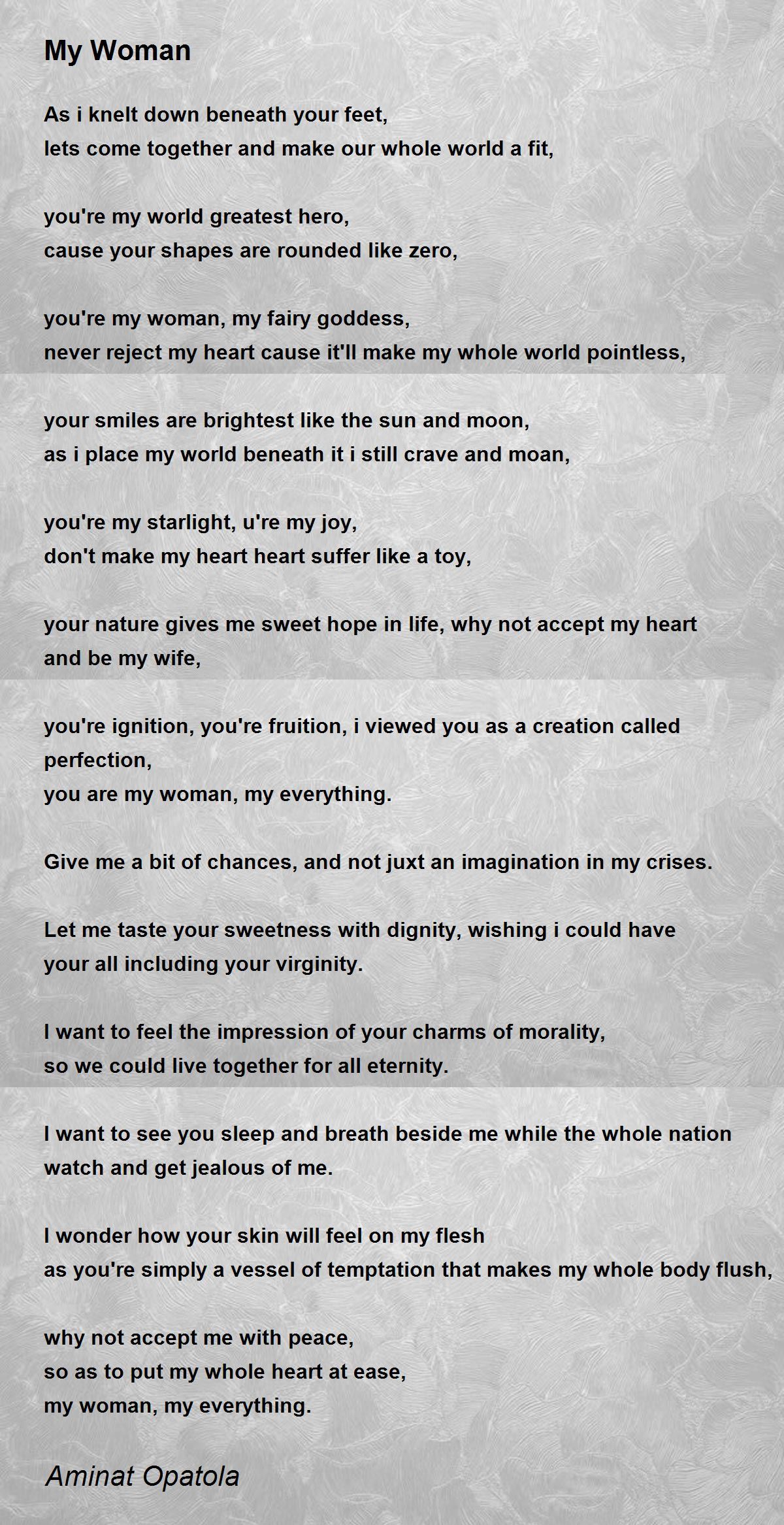 My Woman - My Woman Poem by Aminat Opatola