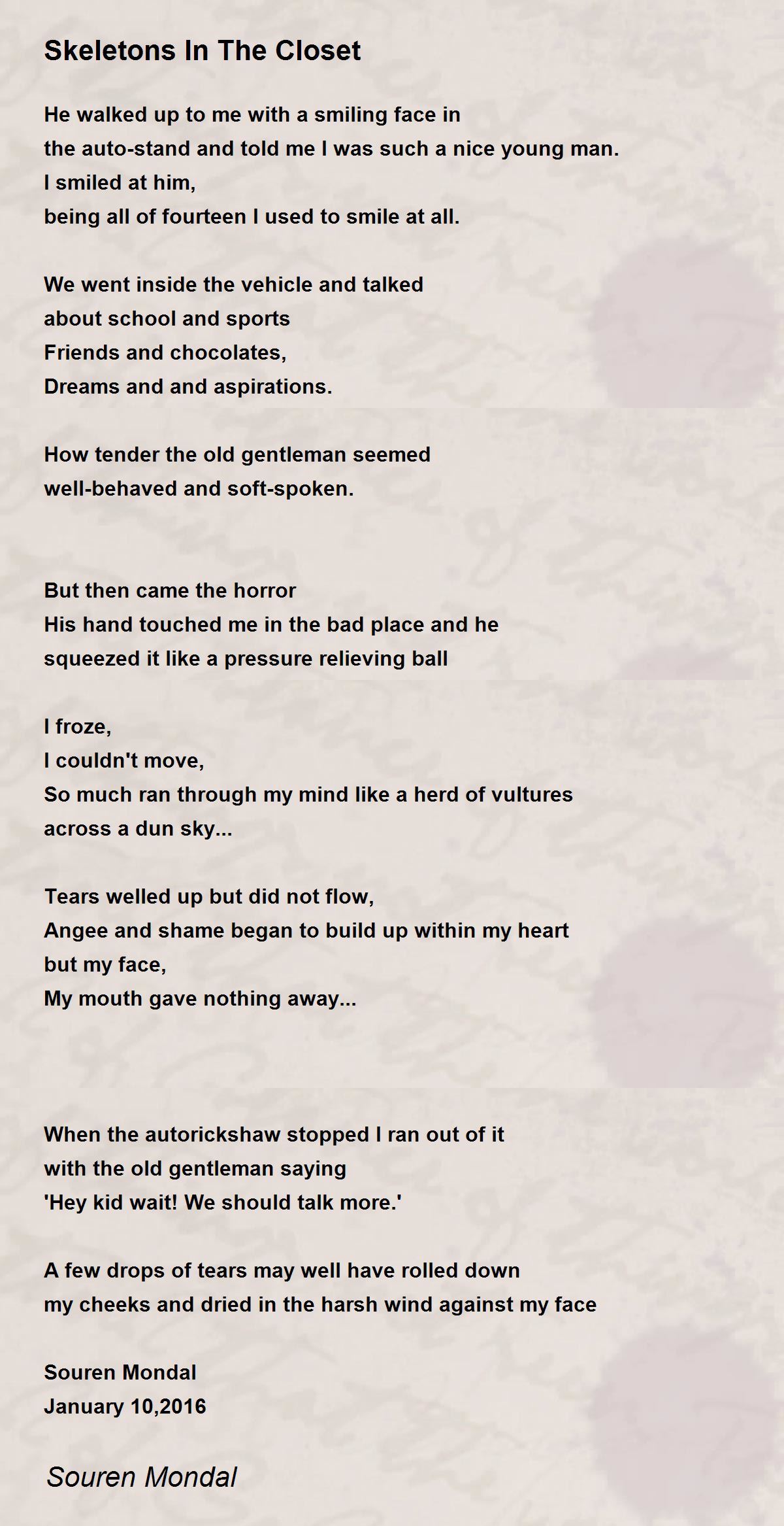 Skeletons In The Closet Skeletons In The Closet Poem by Souren Mondal