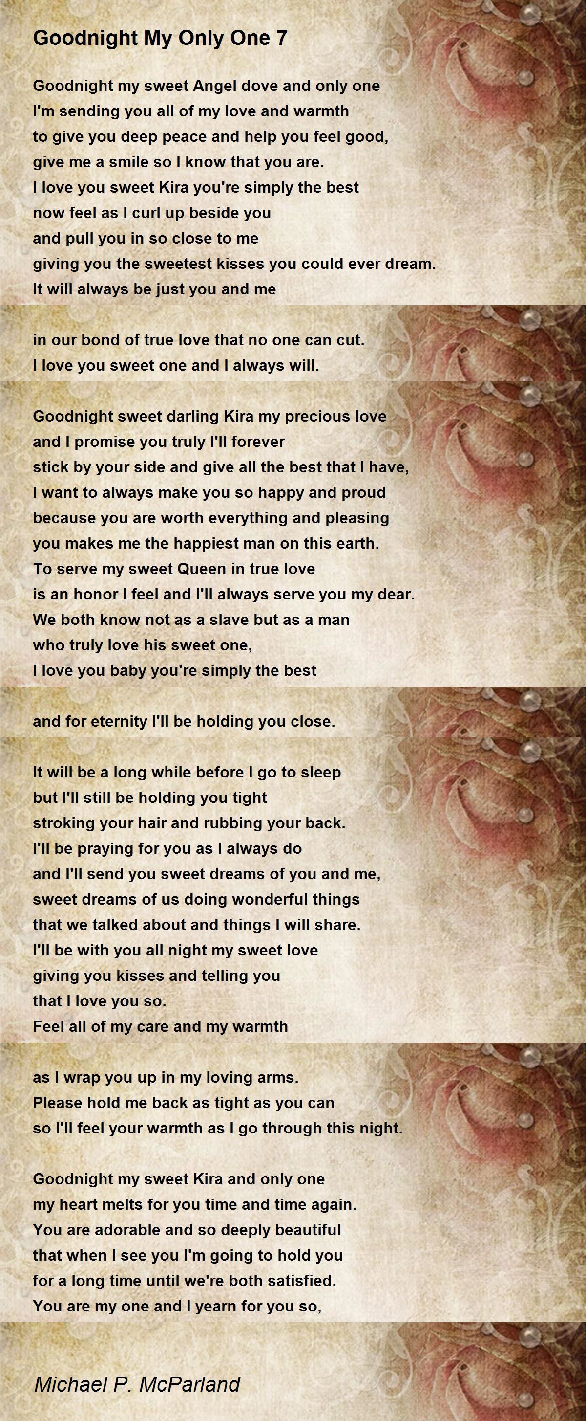 Goodnight My Only One 7 Poem By Michael P Mcparland Poem Hunter