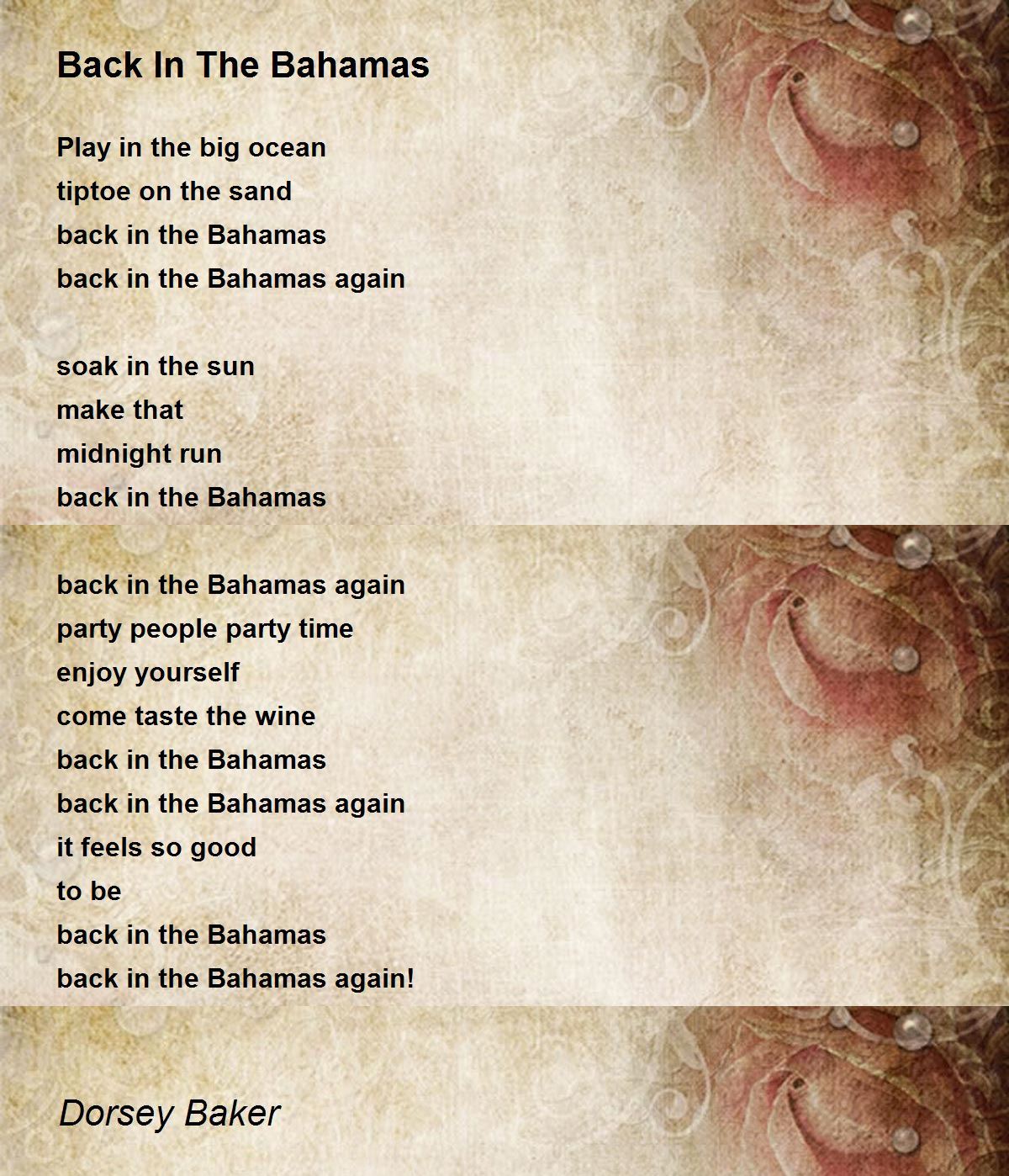 Back In The Bahamas Poem by Dorsey Baker - Poem Hunter