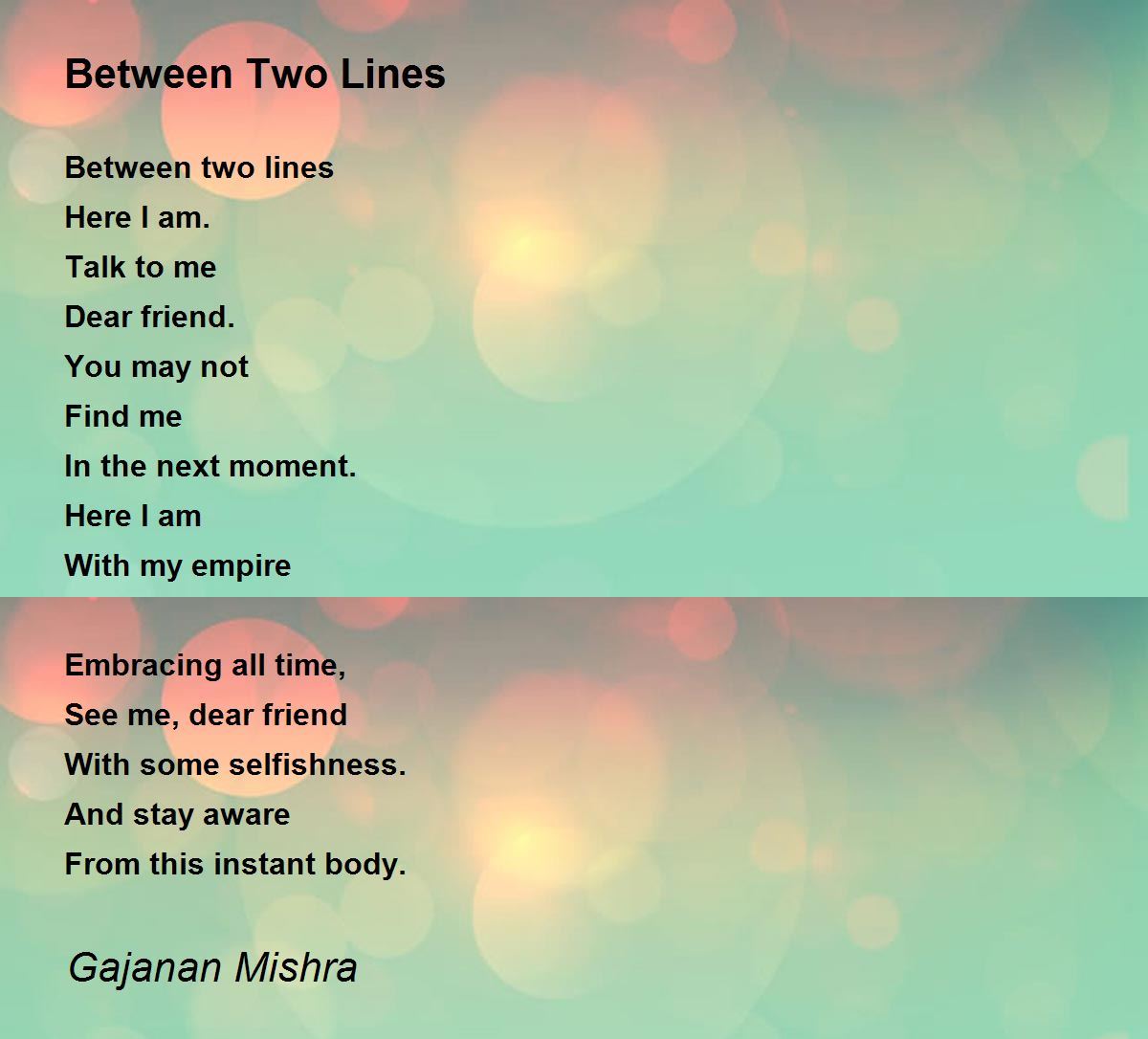 Between Two Lines by Gajanan Mishra Between Two Lines Poem