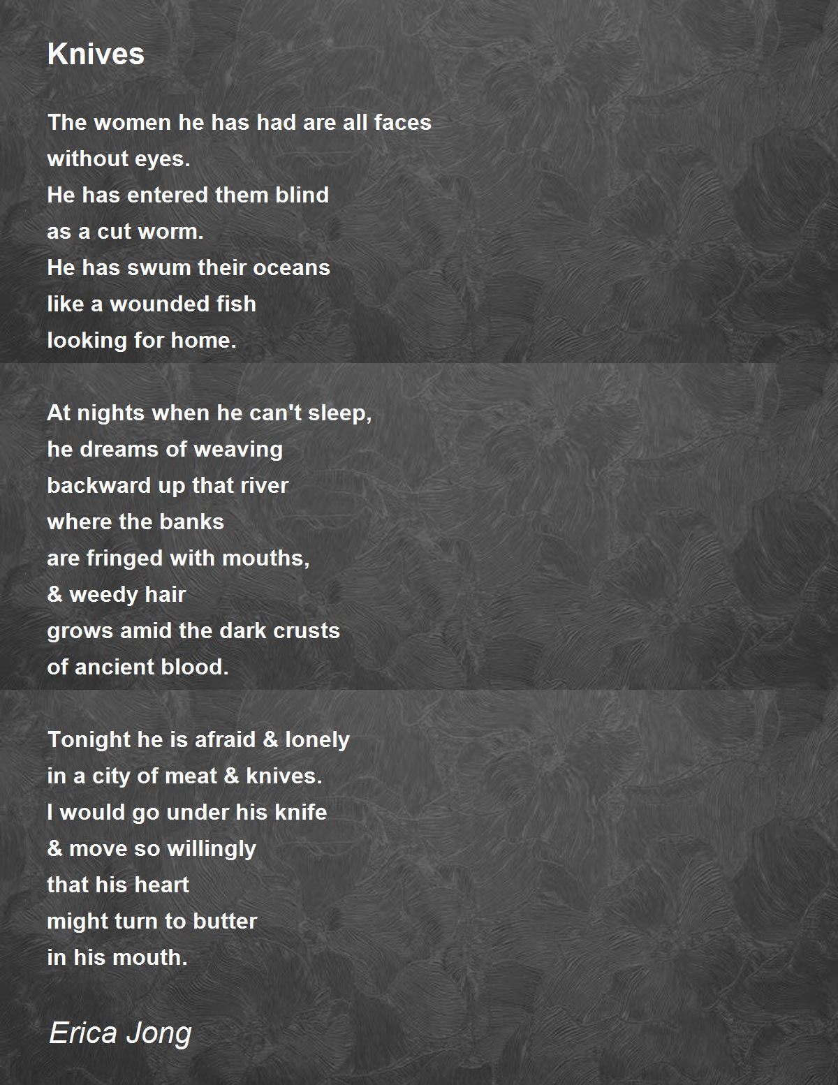 Knives Knives Poem by Erica Jong