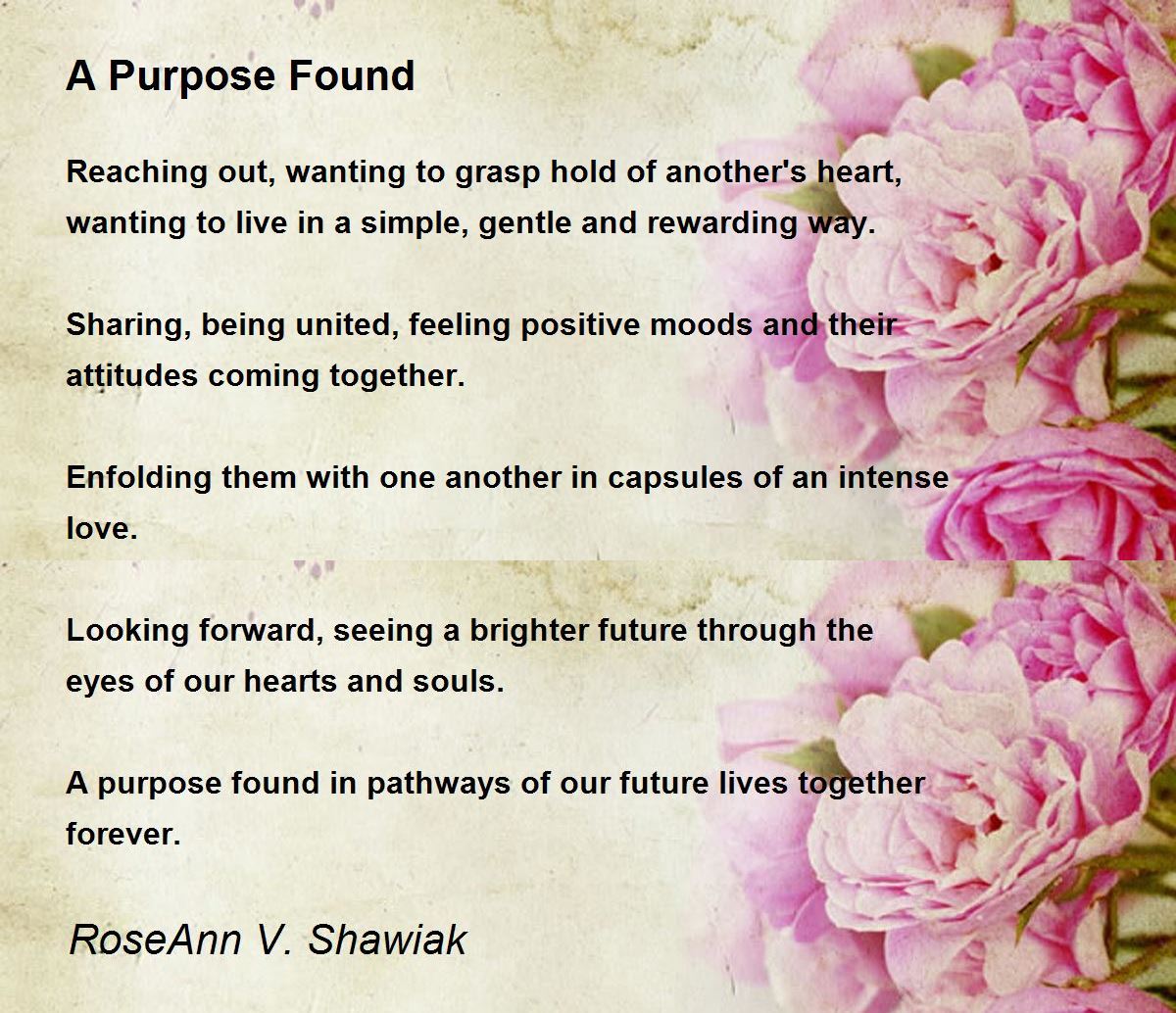 A Purpose Found Poem by RoseAnn V. Shawiak Poem Hunter