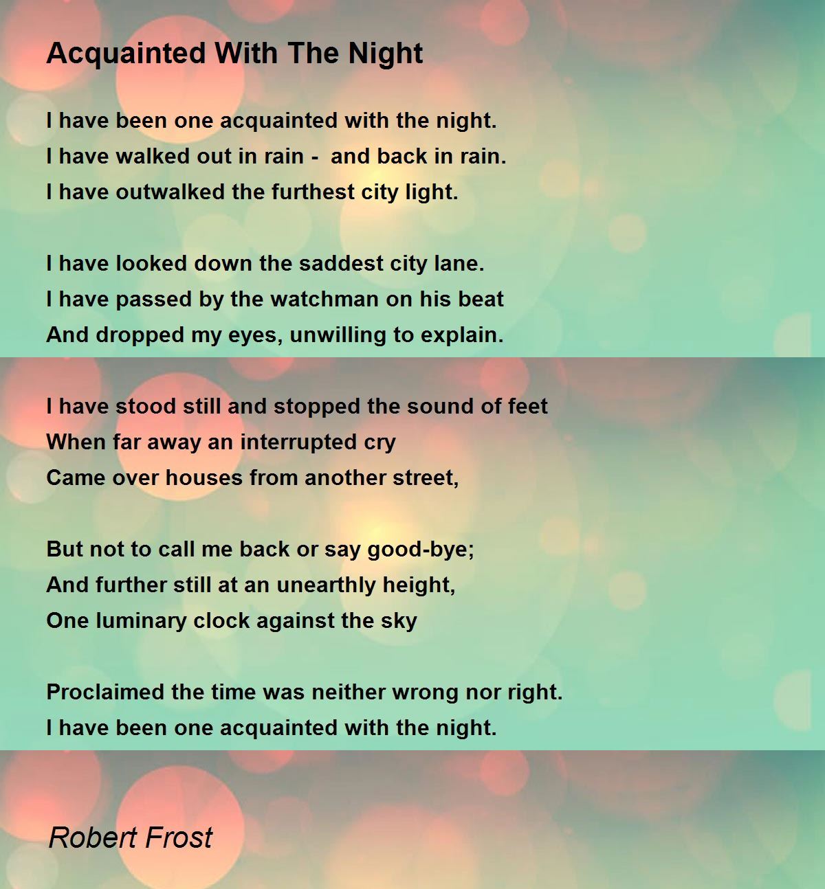 robert frost acquainted with the night analysis