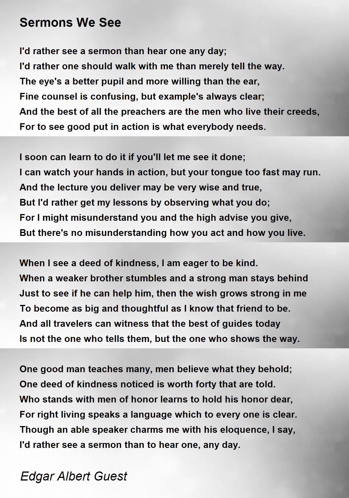 Sermons We See Sermons We See Poem by Edgar Albert Guest