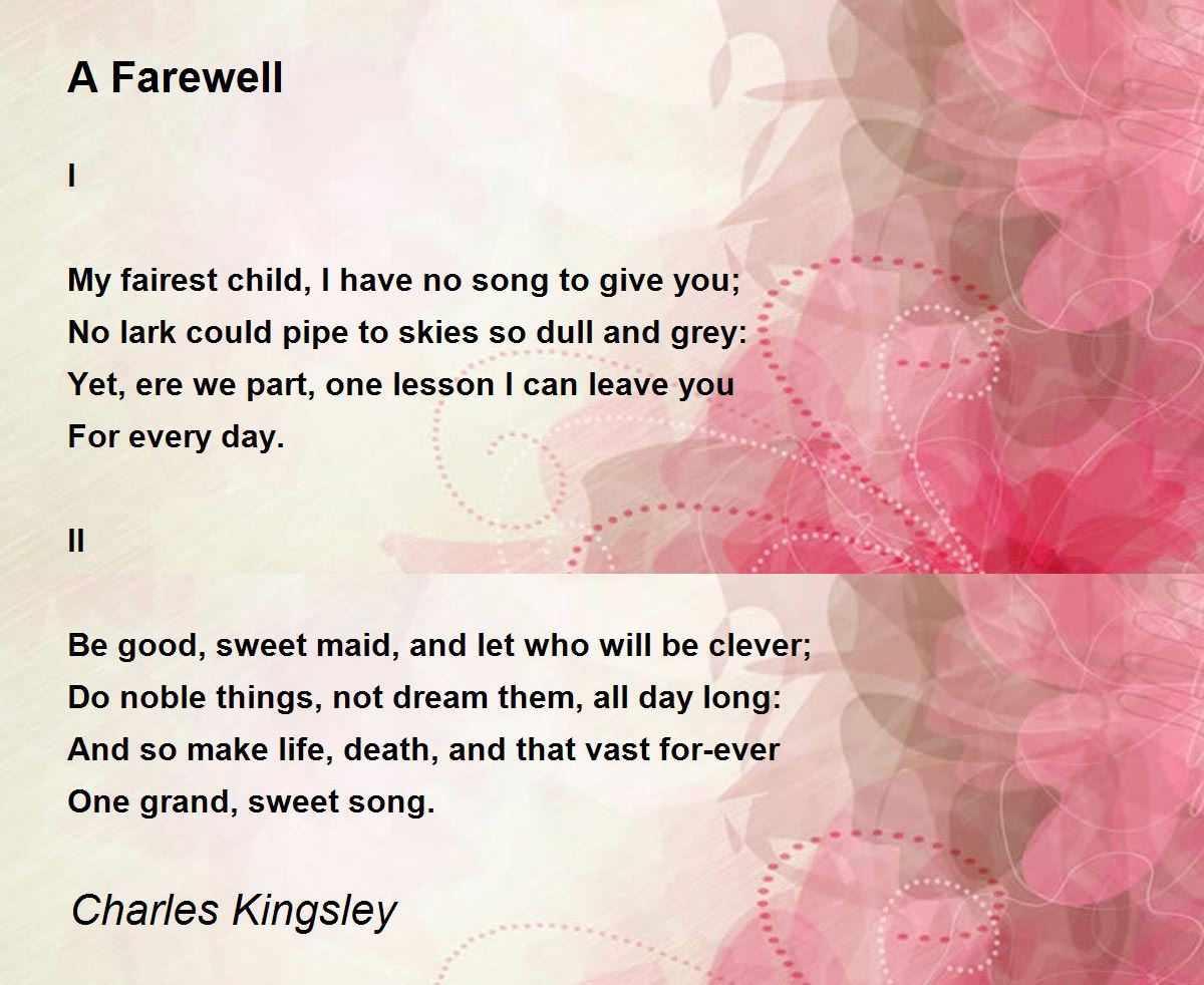 A Farewell Poem by Charles Kingsley - Poem Hunter