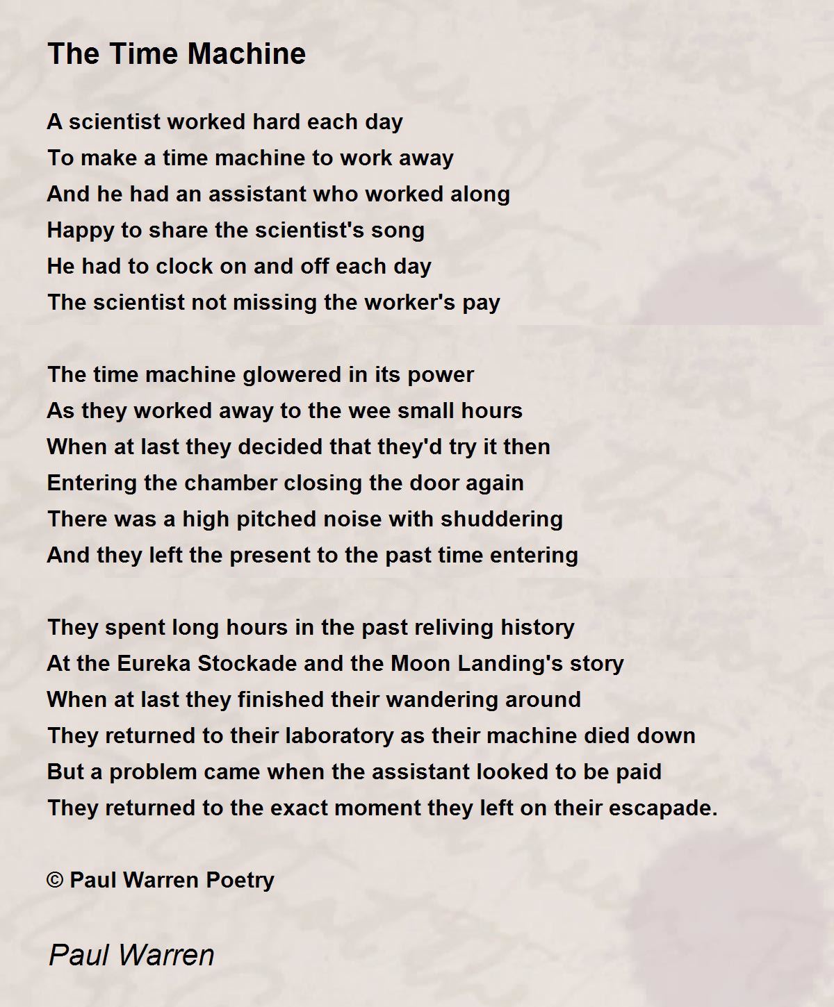The Time Machine Poem by Paul Warren Poem Hunter