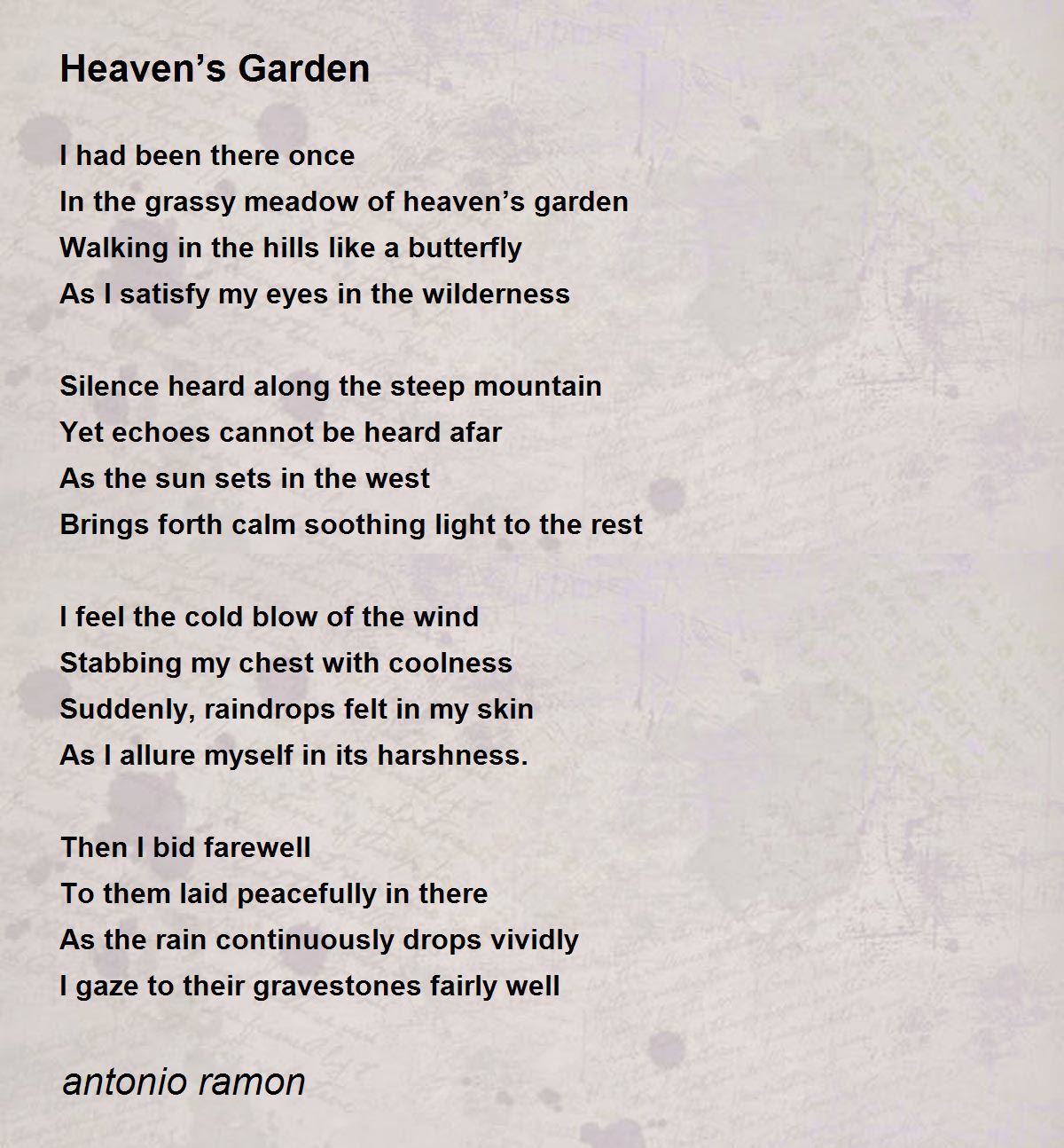 Heaven’s Garden Poem by antonio ramon - Poem Hunter