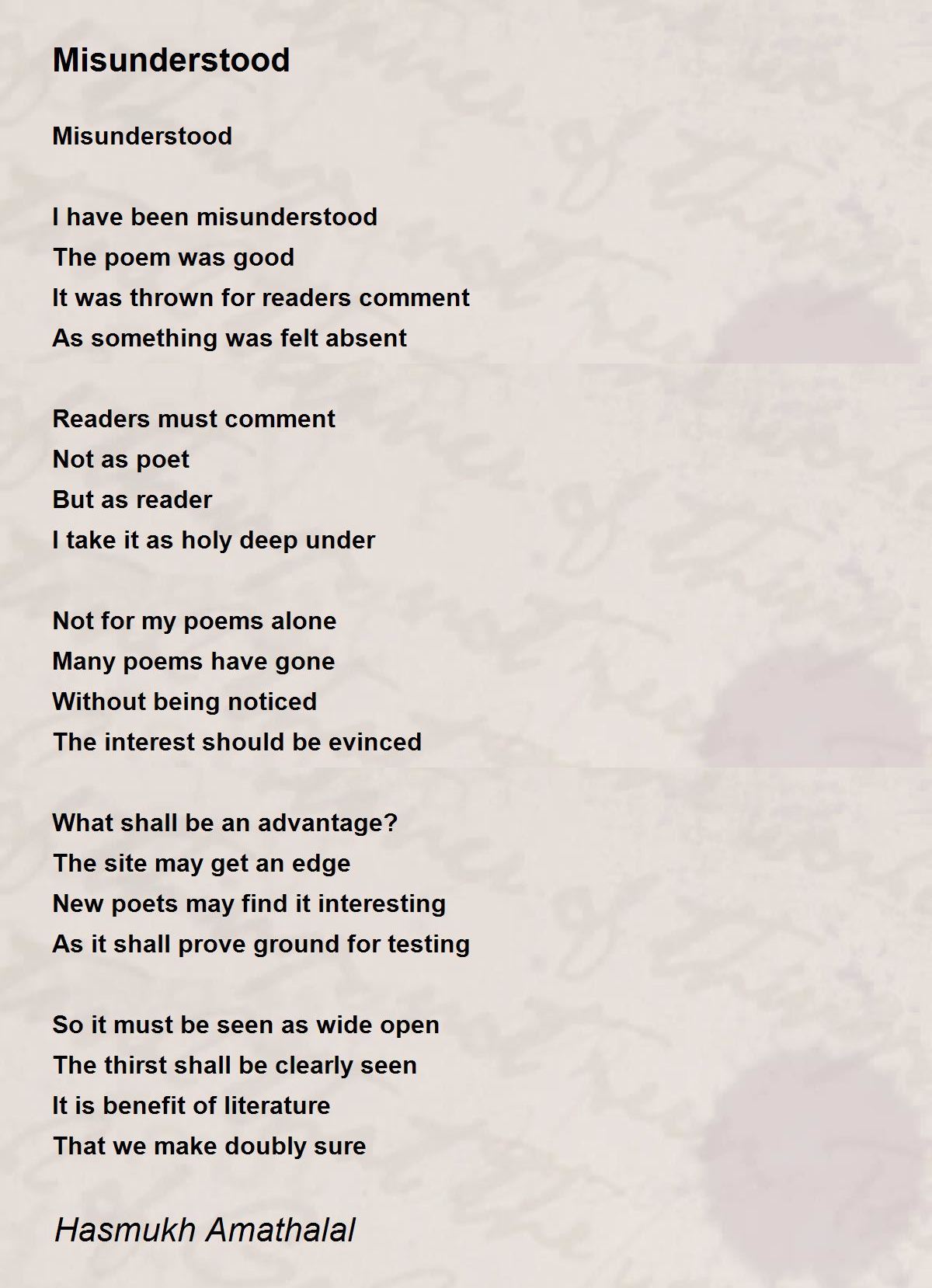 Misunderstood Misunderstood Poem By Mehta Hasmukh Amathaal Hot Sex Picture