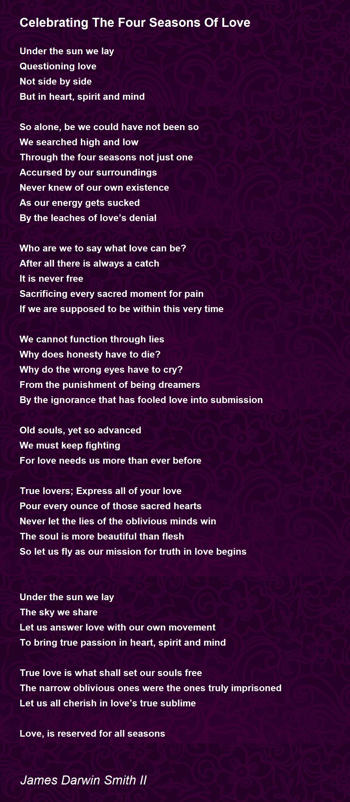 Celebrating The Four Seasons Of Love by James Darwin Smith II Celebrating The Four Seasons Of