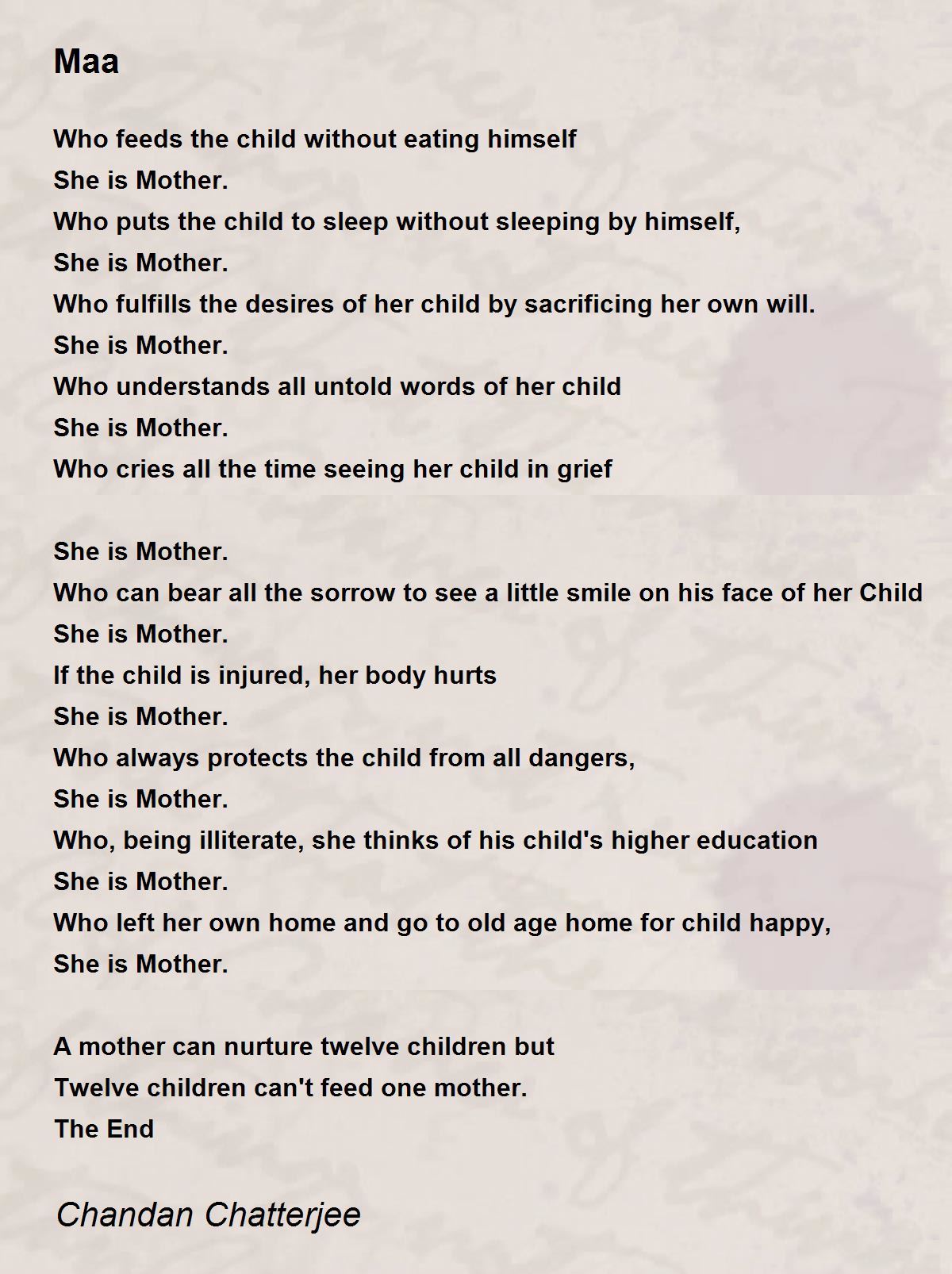 Maa Maa Poem by CMA Chandan Chatterjee