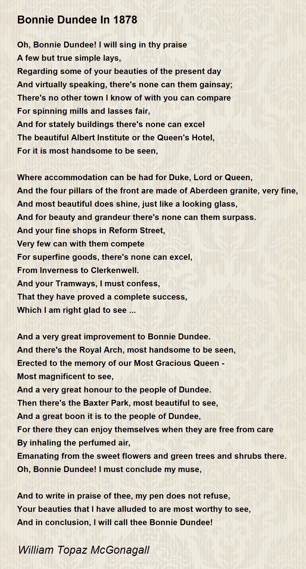 Bonnie Dundee In 1878 - Bonnie Dundee In 1878 Poem by William Topaz ...