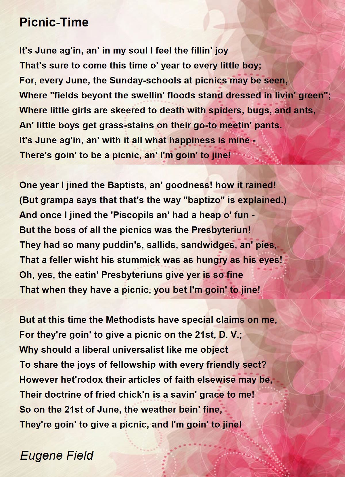 PicnicTime PicnicTime Poem by Eugene Field
