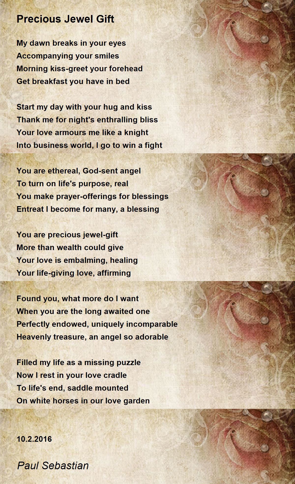 Precious Jewel Gift Precious Jewel Gift Poem by Paul Sebastian