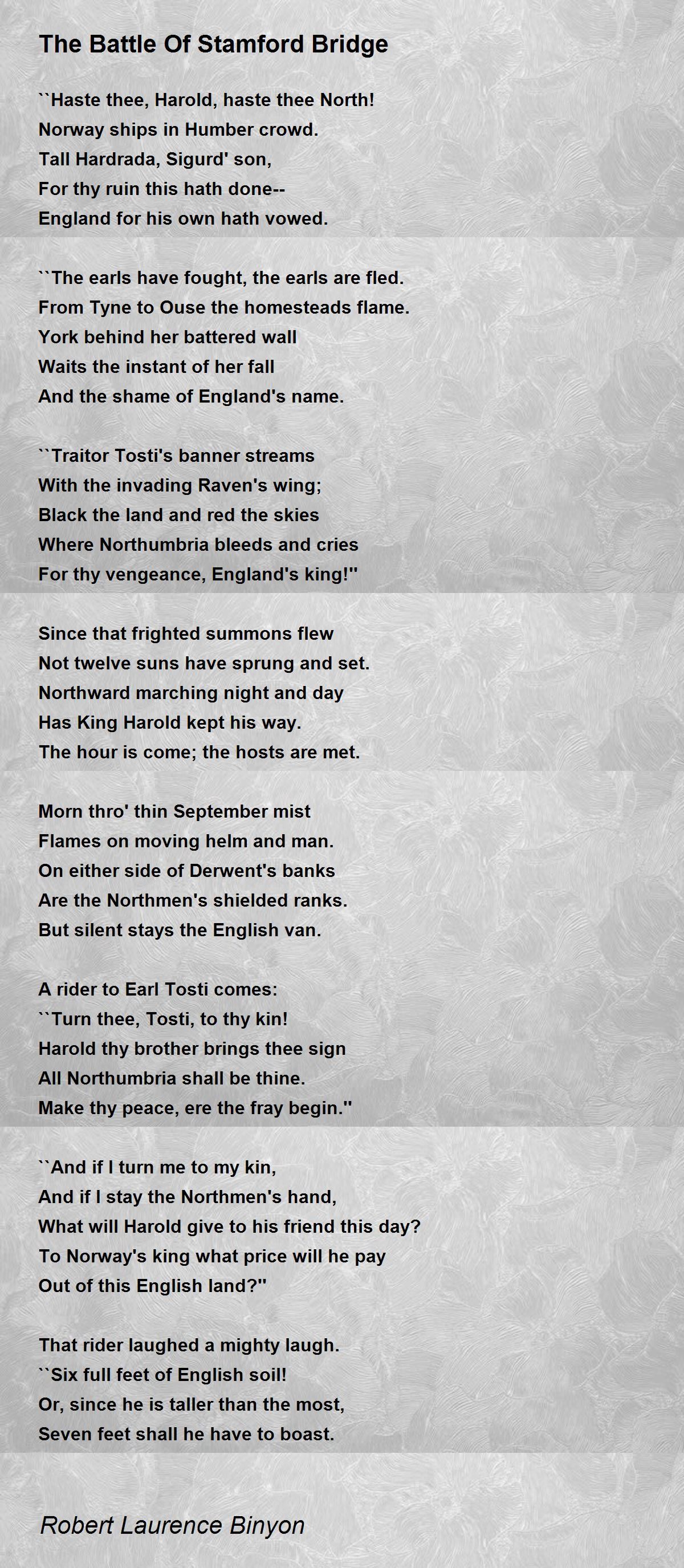The Battle Of Stamford Bridge The Battle Of Stamford Bridge Poem by