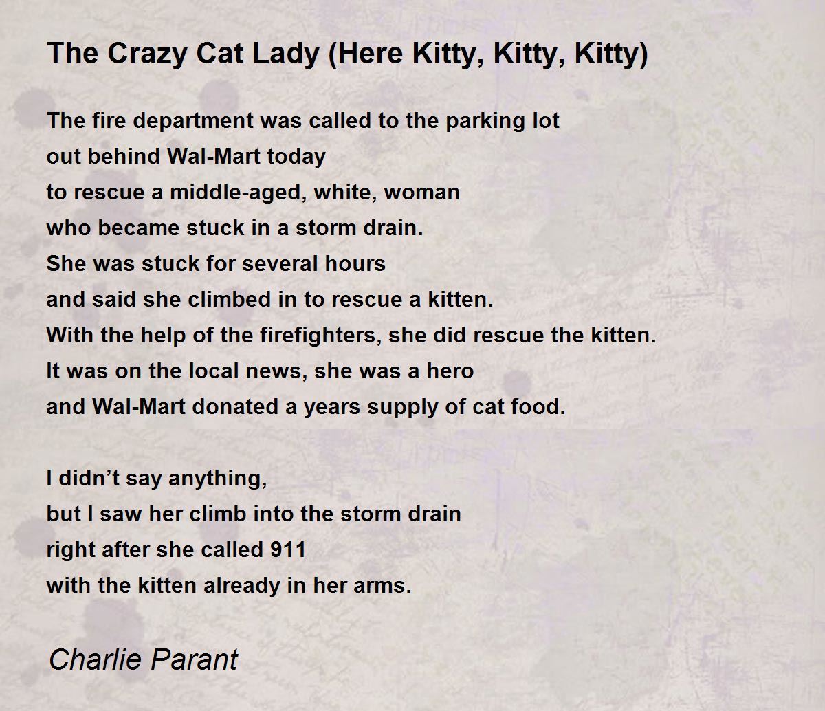 The Crazy Cat Lady (Here Kitty, Kitty, Kitty) The Crazy Cat Lady