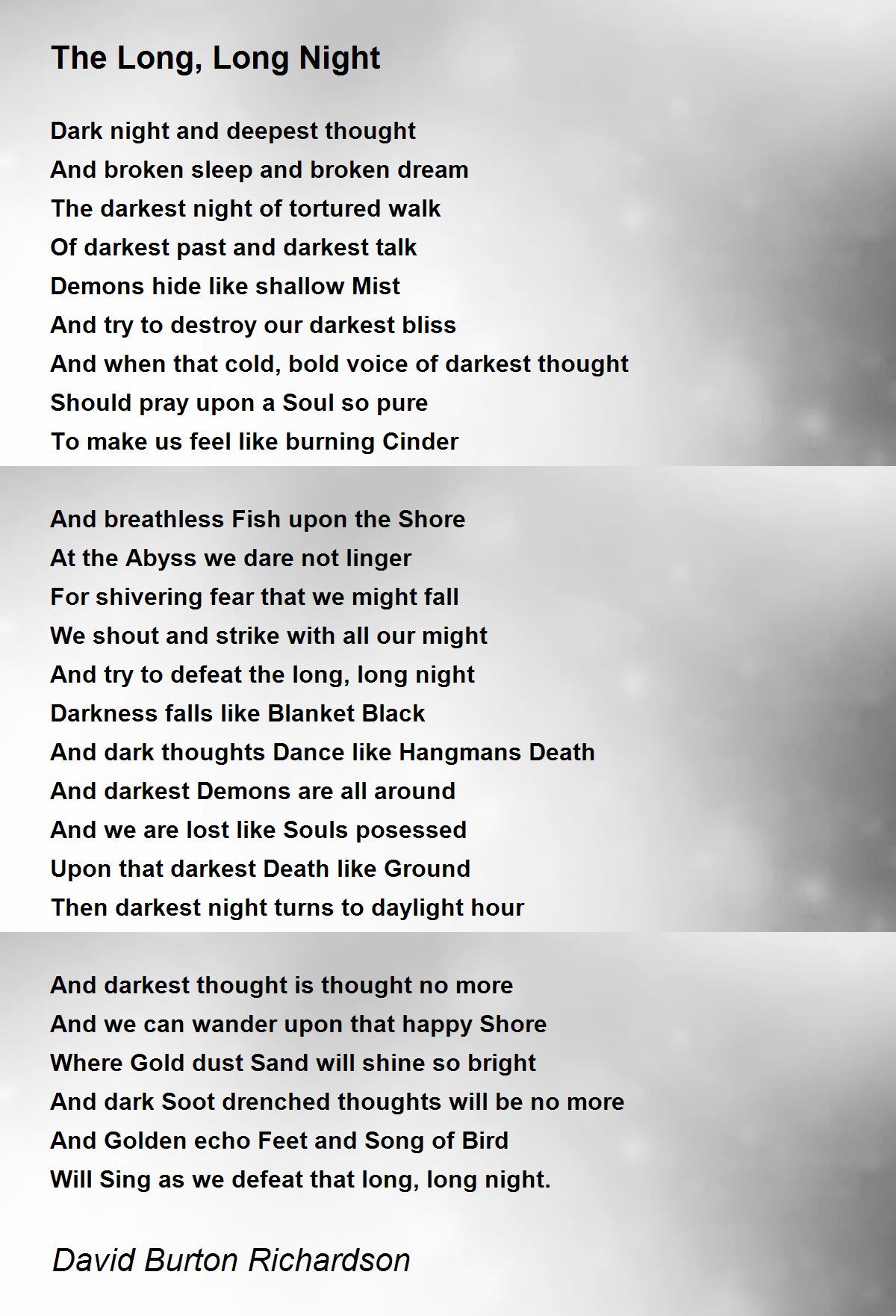The Long, Long Night - The Long, Long Night Poem by David Burton Richardson