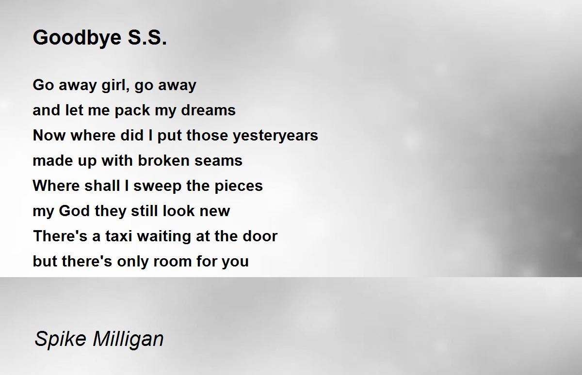 of in love english quotes Poem Goodbye S.S. Spike by Hunter Poem Milligan of in love english quotes Poem Goodbye S.S. Spike by Hunter Poem Milligan