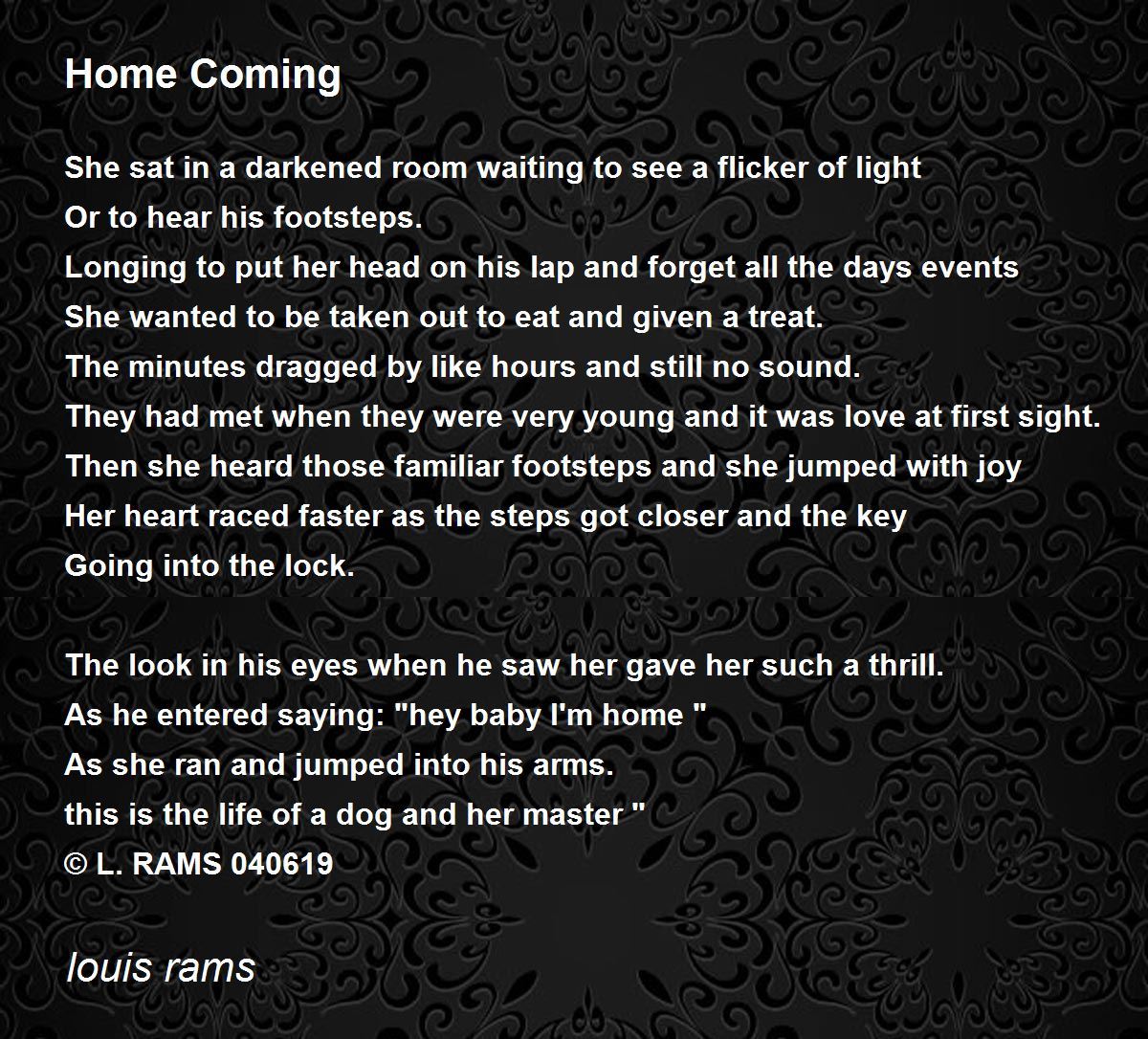 Home Coming Home Coming Poem by louis rams