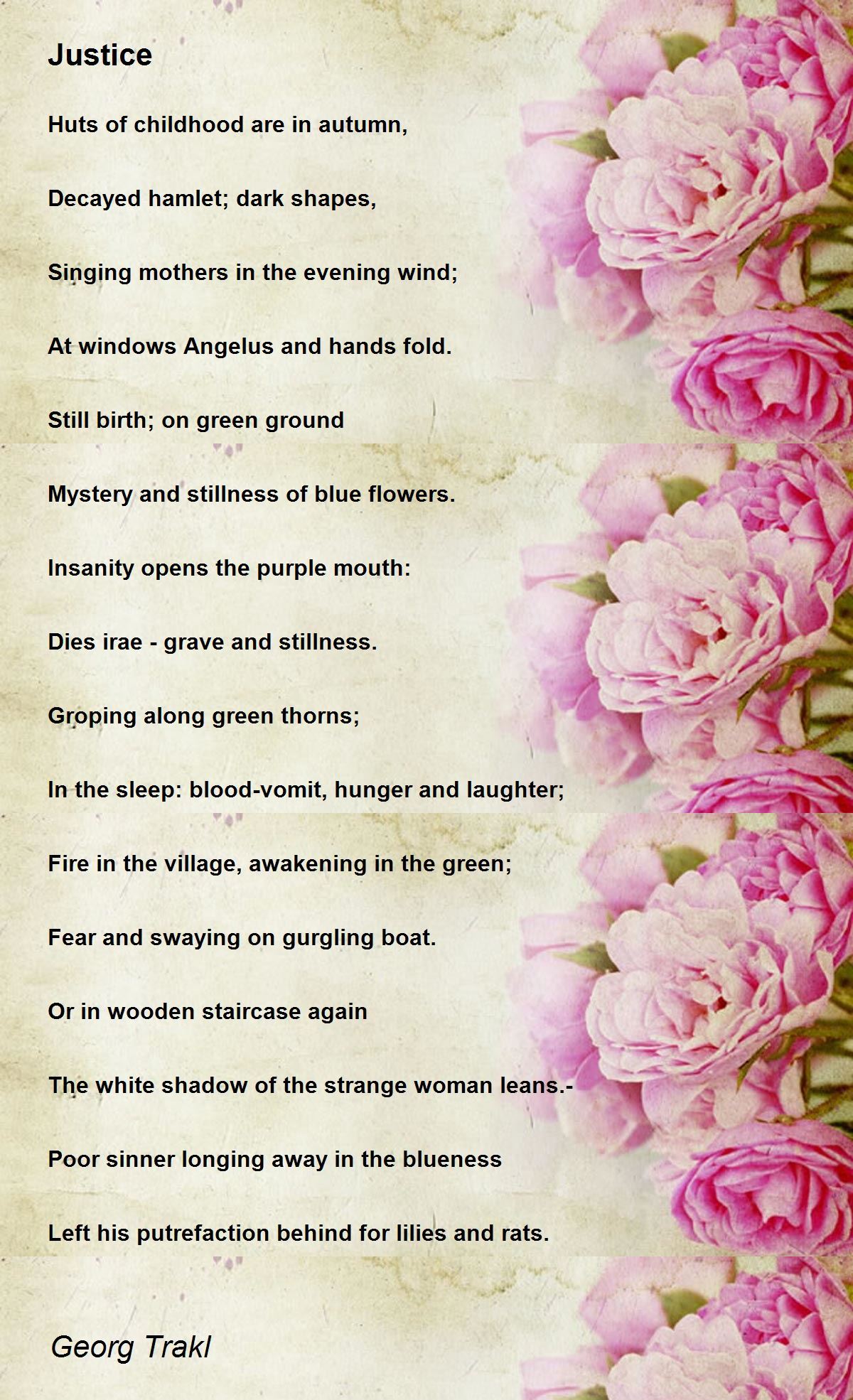 Justice Justice Poem by Trakl