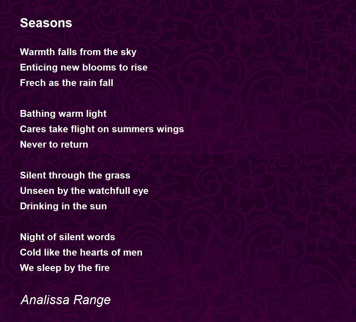 Seasons by Analissa Range Seasons Poem