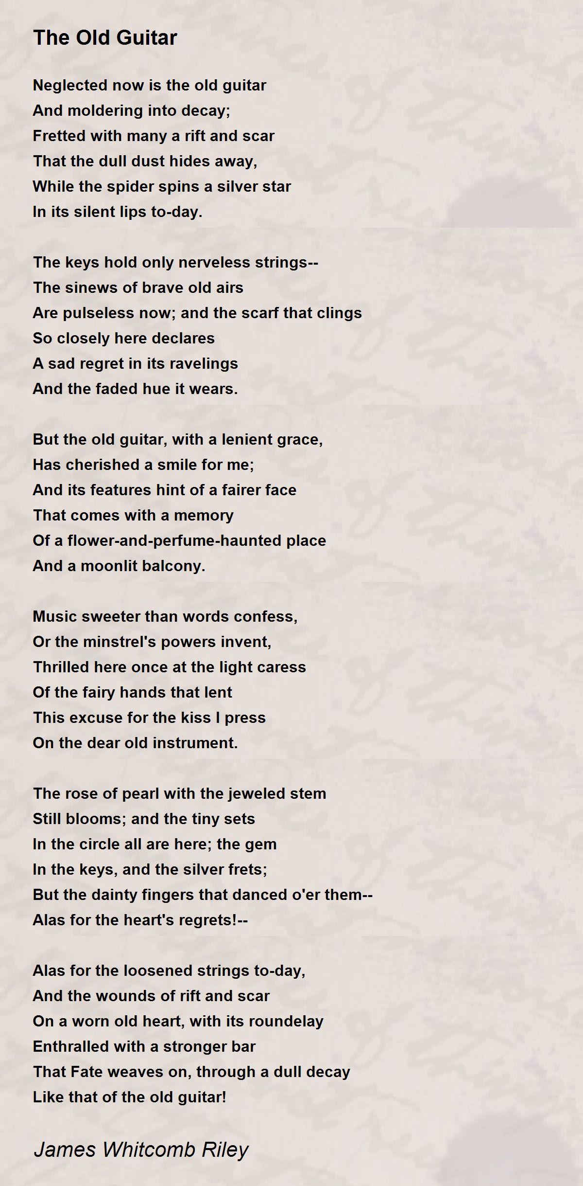 The Old Guitar Poem by James Whitcomb Riley - Poem Hunter